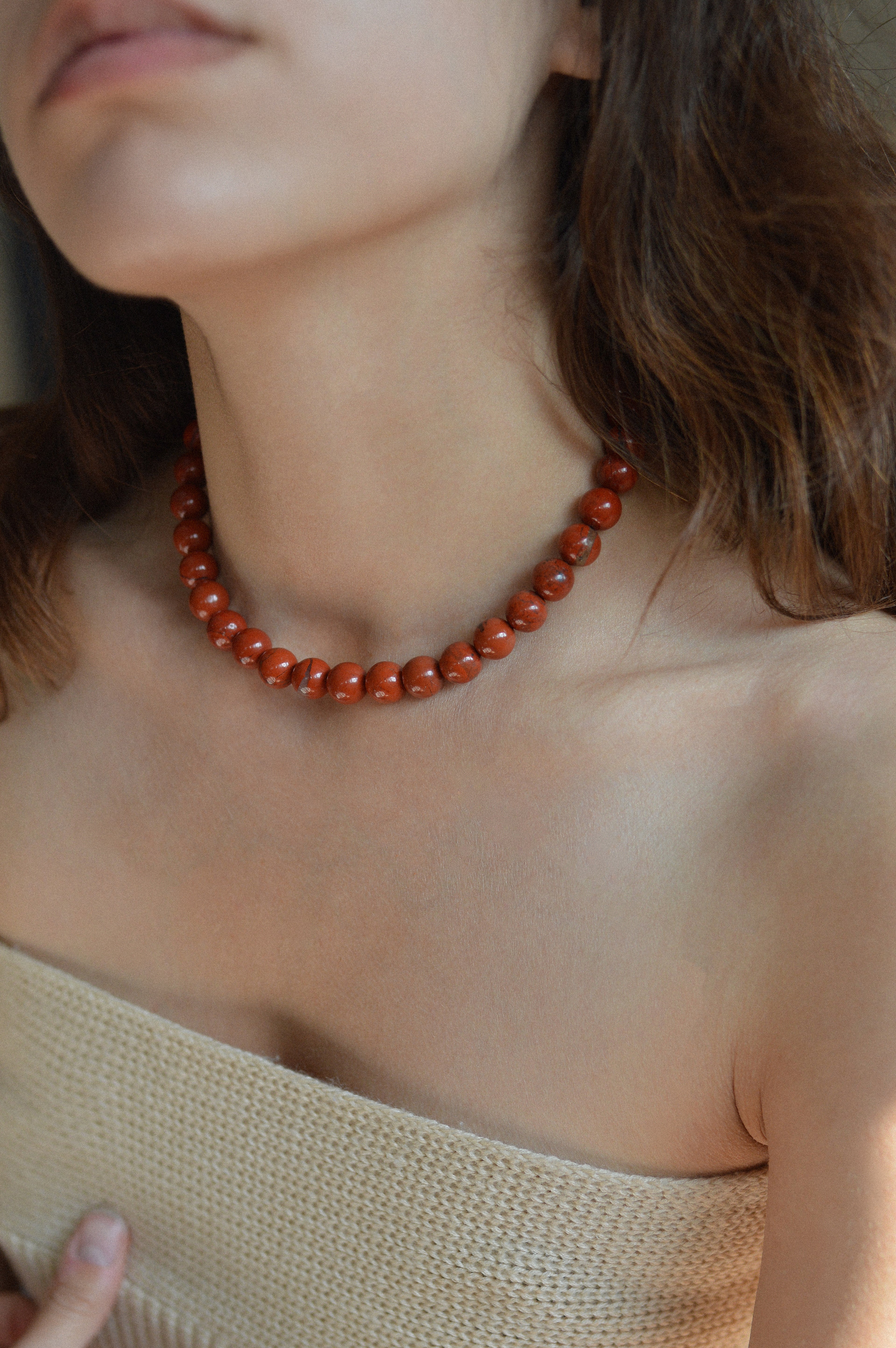 Jasper Red Gemstone Bead Necklace