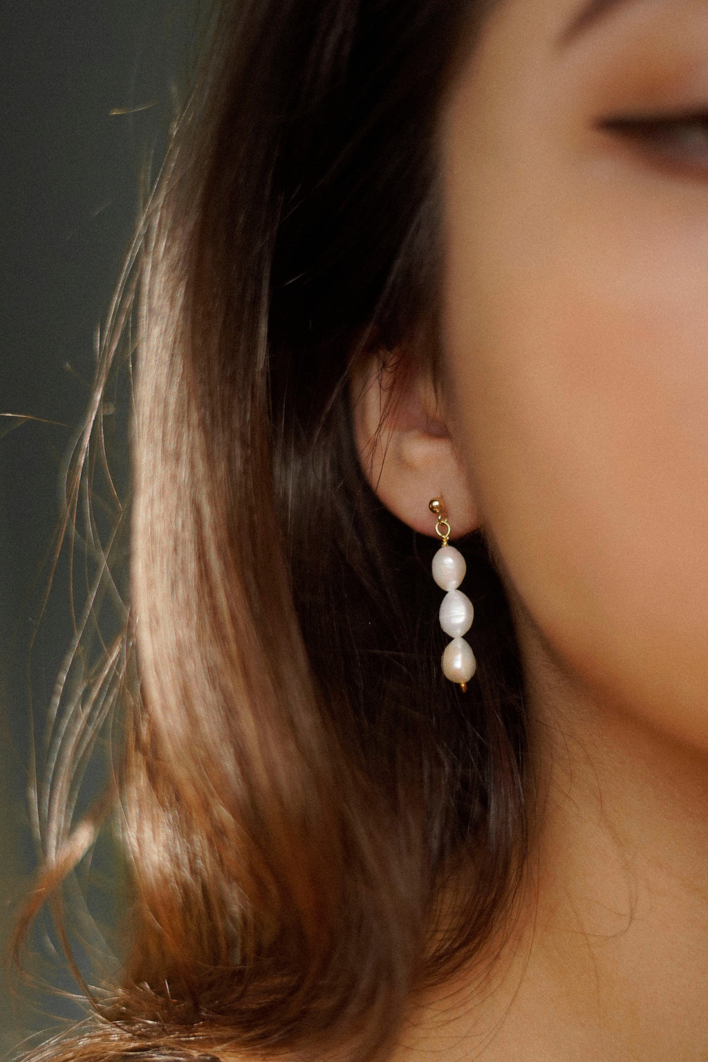 Triple Freshwater Pearl Studs