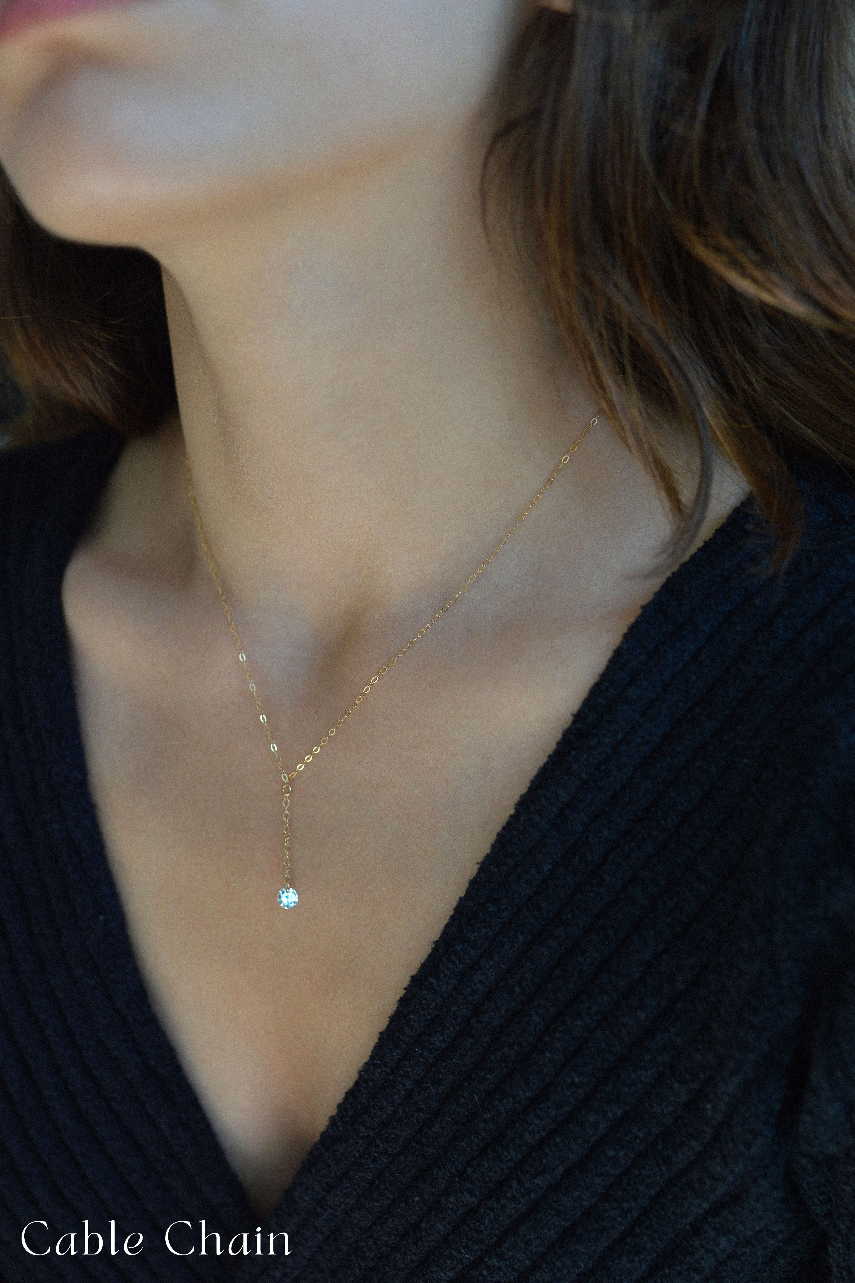 Lariat Cubic Zirconia Charm Necklace