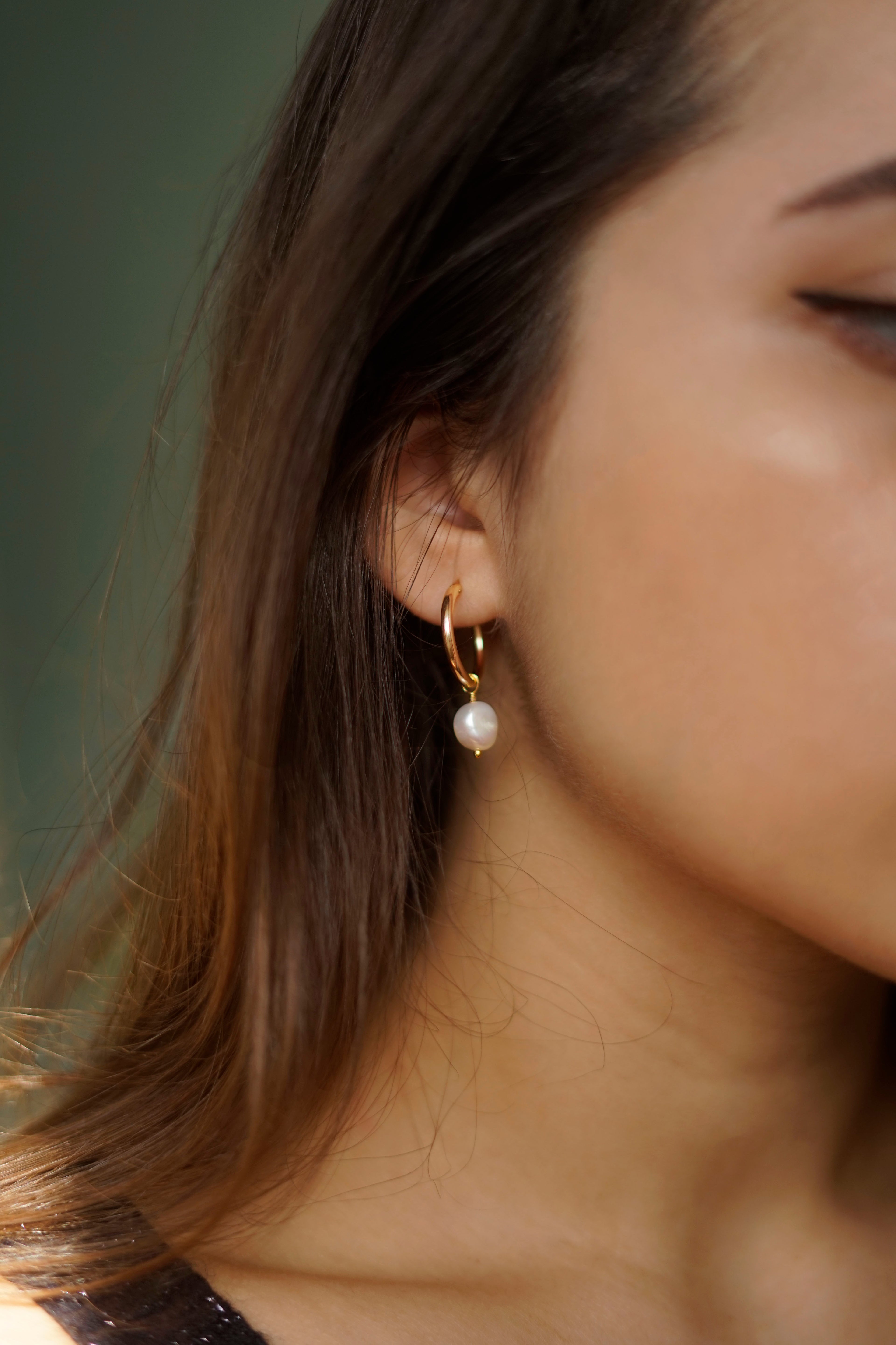19mm Hoop Earrings With Freshwater Pearl