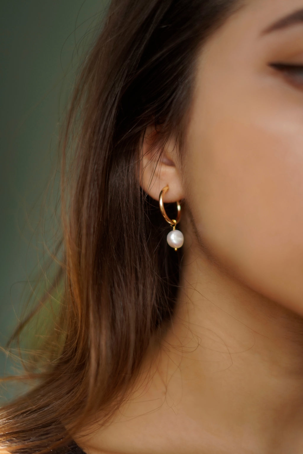 19mm Hoop Earrings With Freshwater Pearl
