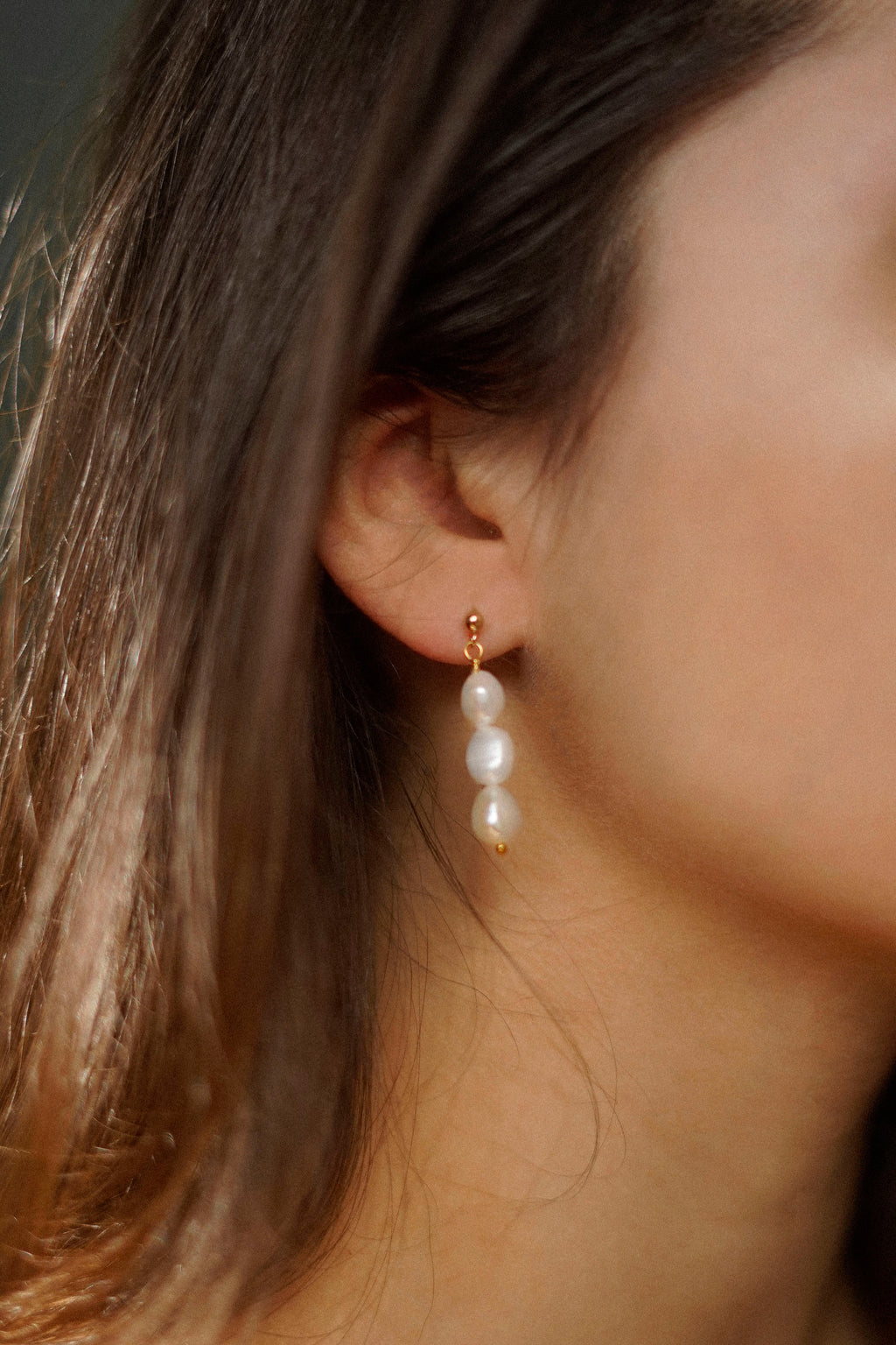 Triple Freshwater Pearl Studs