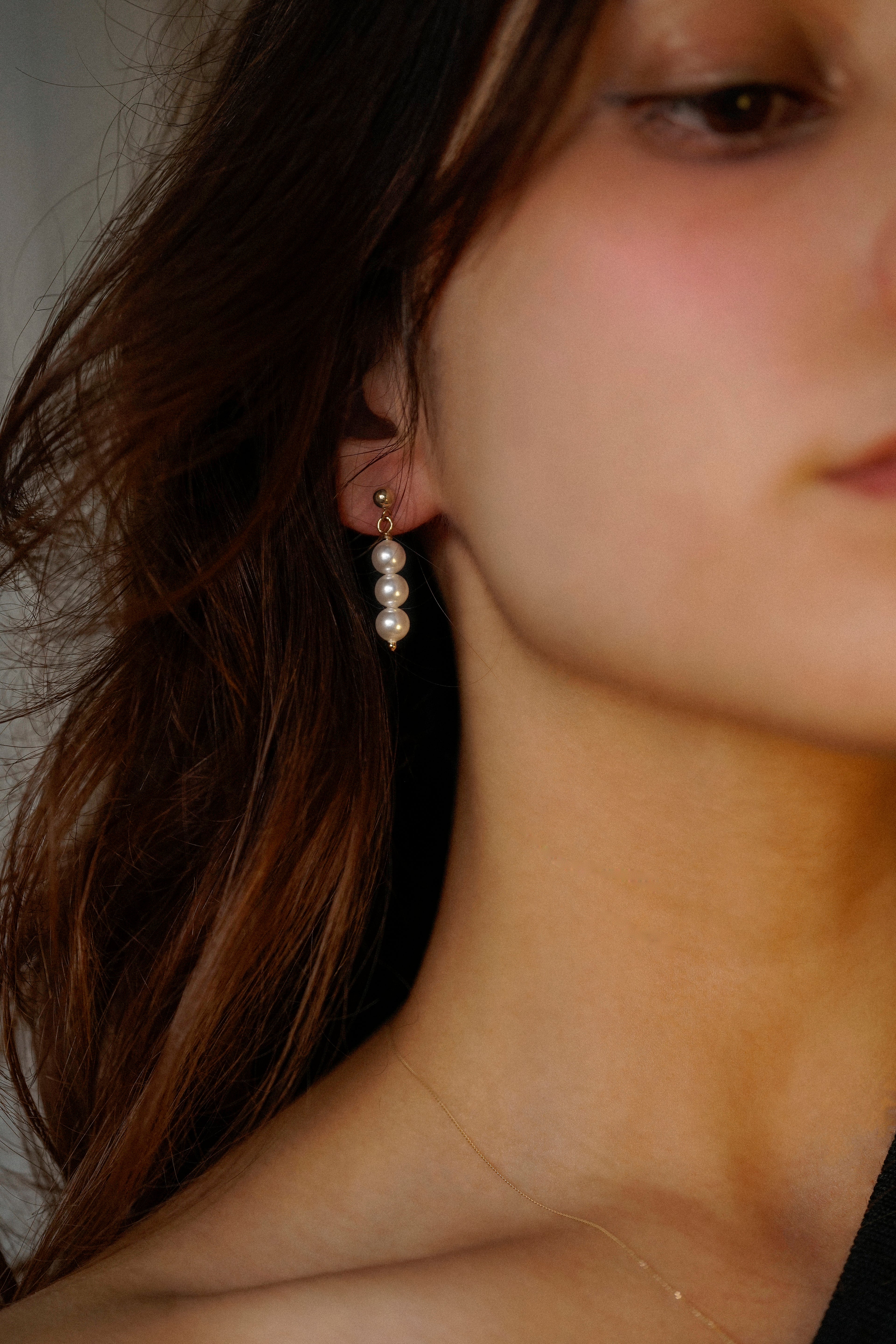 Swarovski Triple Pearl Stud Earrings