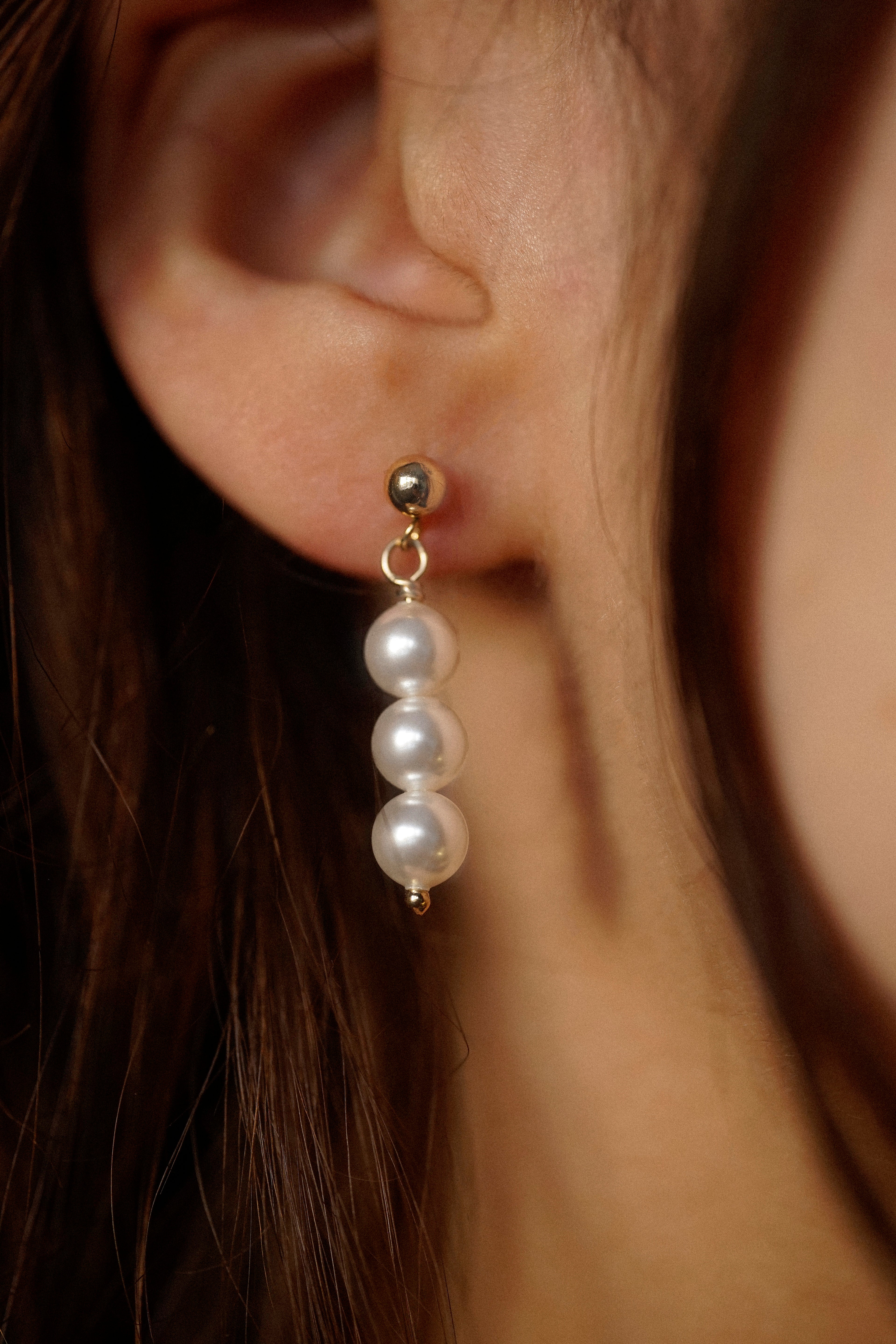 Swarovski Triple Pearl Stud Earrings