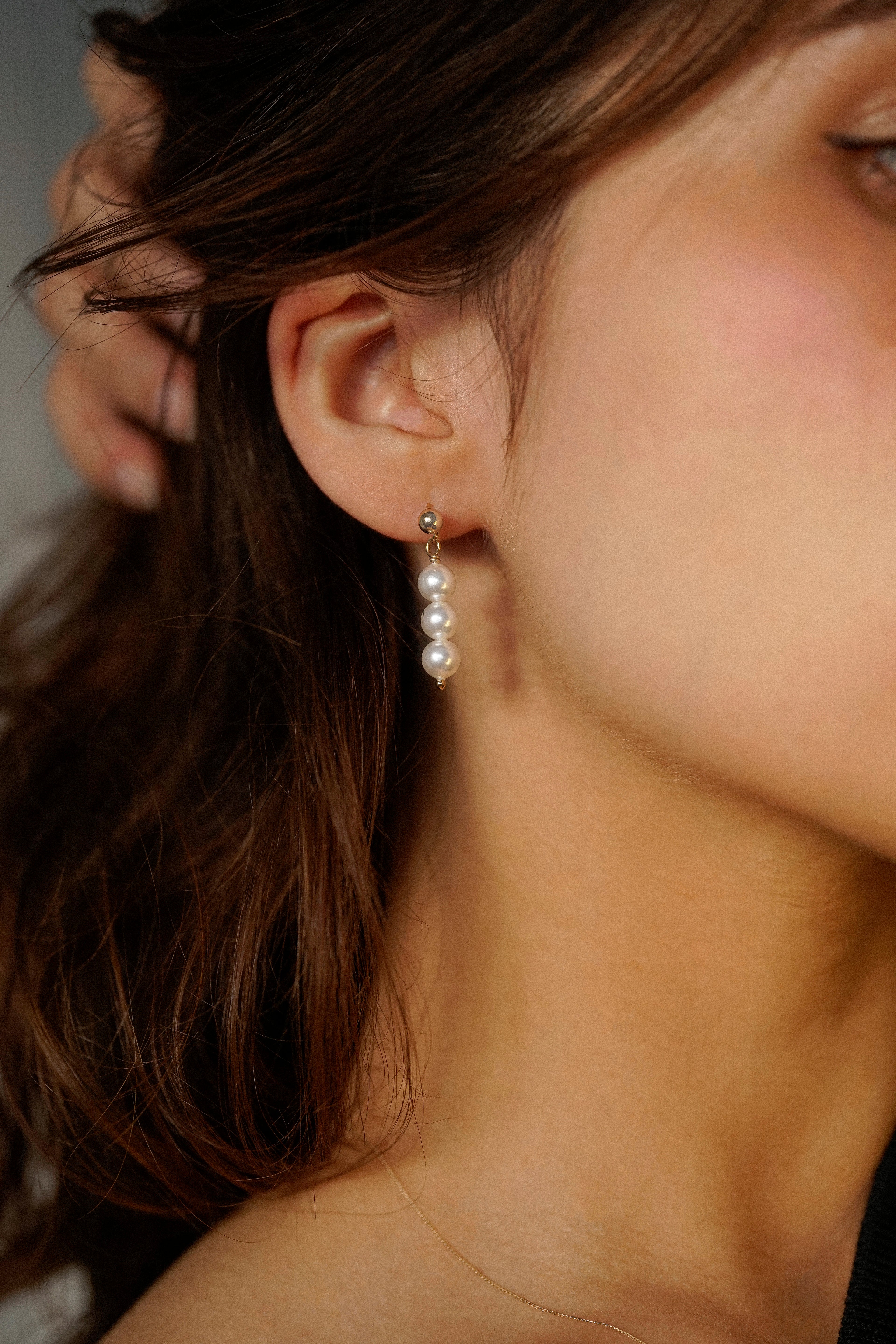 Swarovski Triple Pearl Stud Earrings