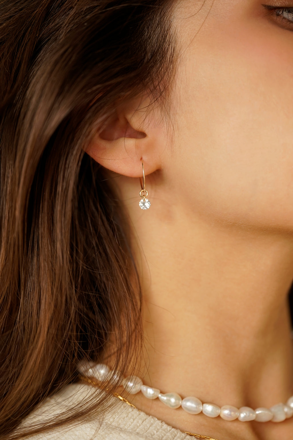 15mm Hoop Earrings With Cubic Zirconia
