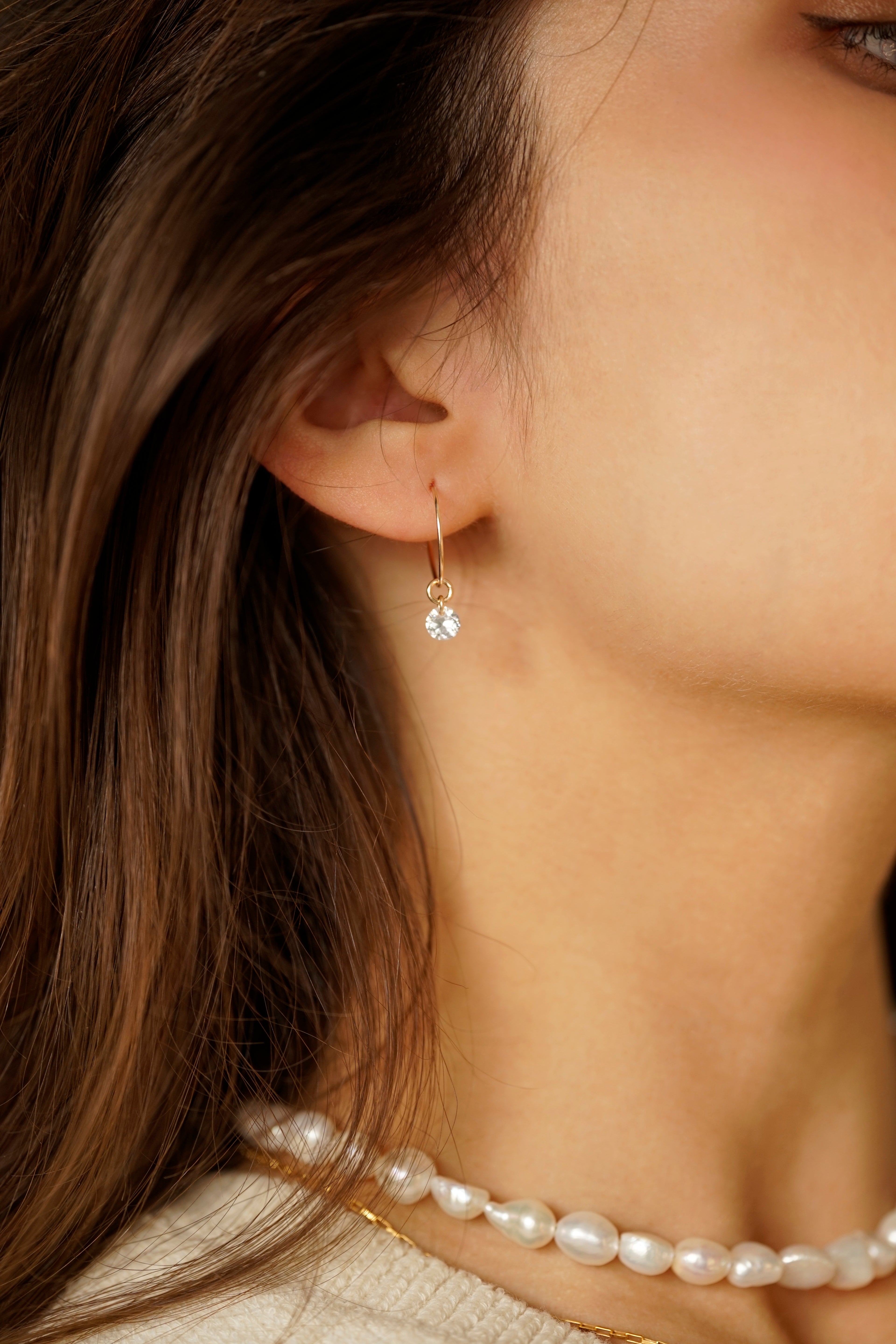 15mm Hoop Earrings With Cubic Zirconia