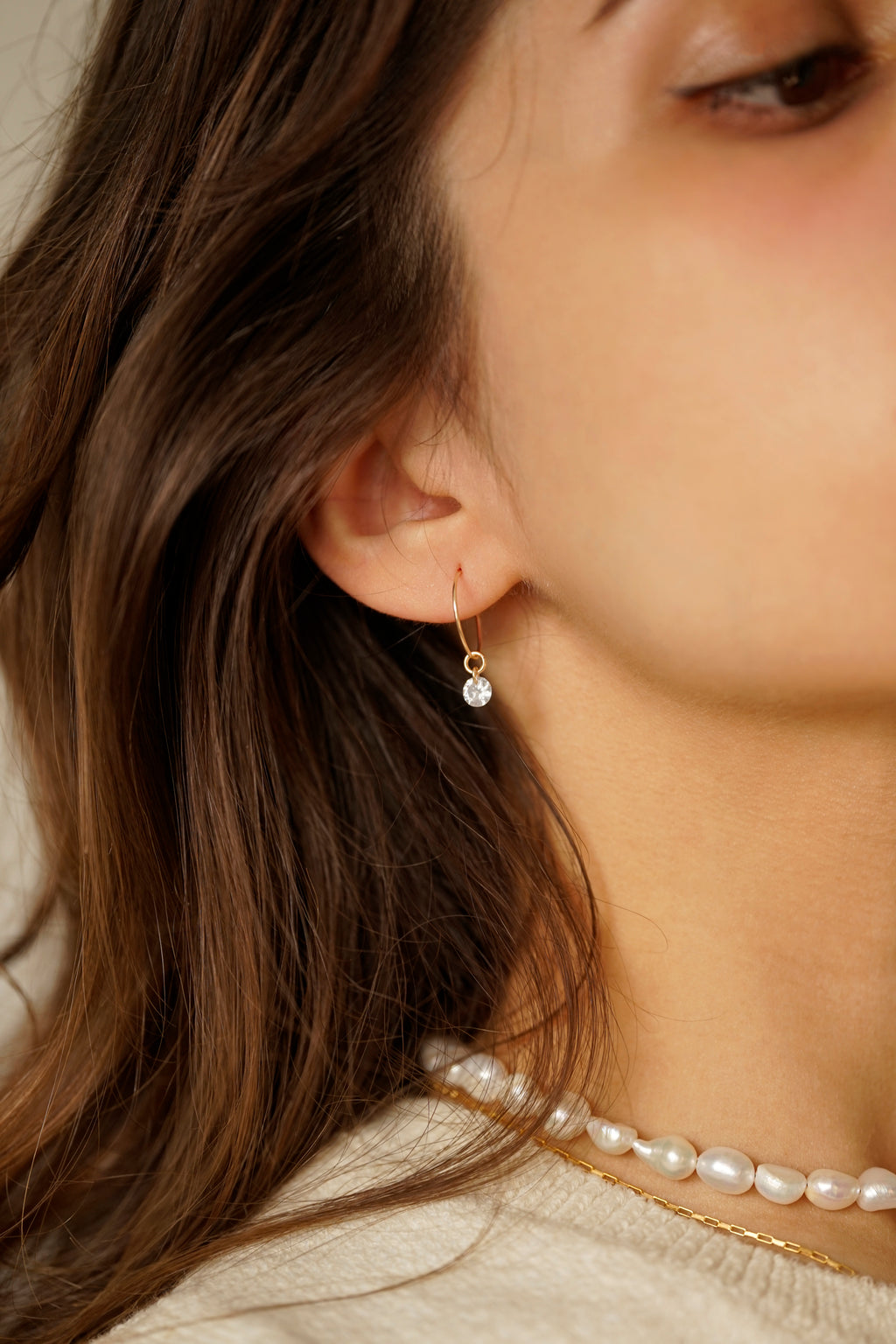 15mm Hoop Earrings With Cubic Zirconia
