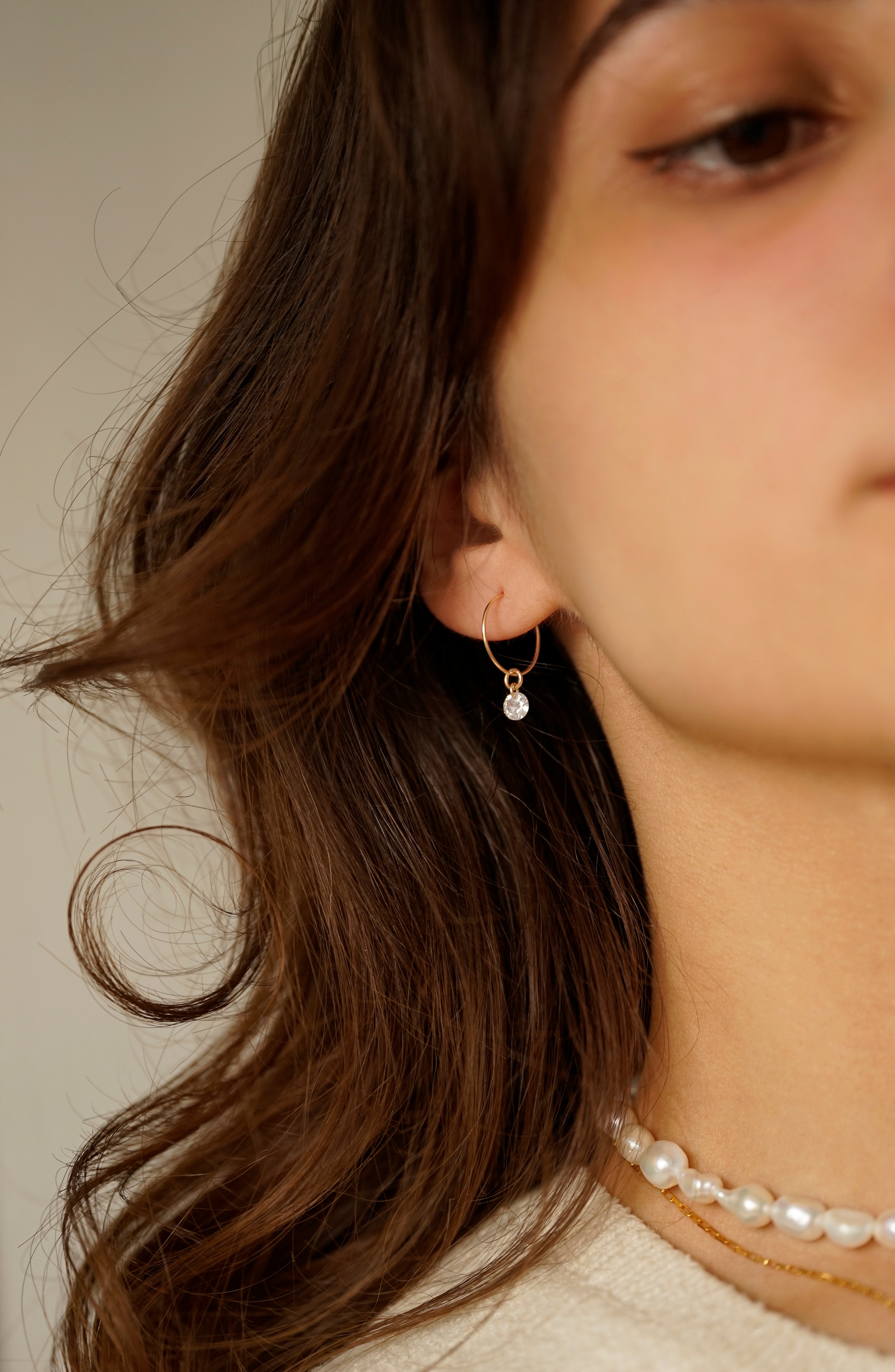 15mm Hoop Earrings With Cubic Zirconia