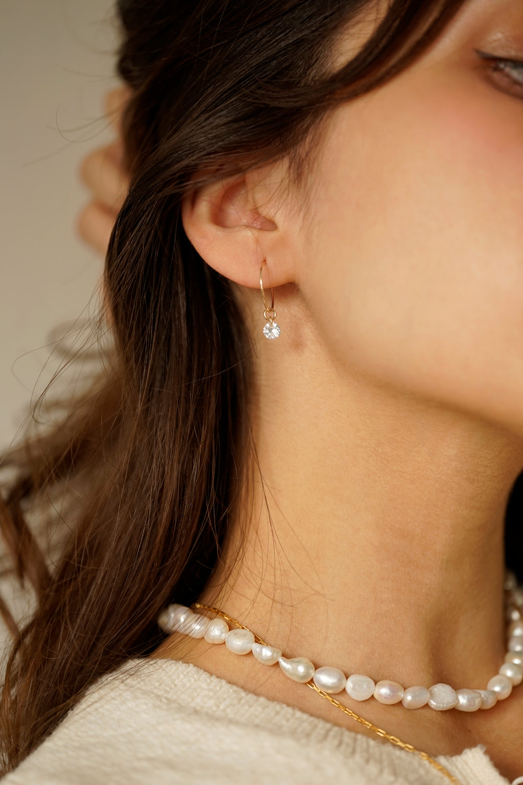 15mm Hoop Earrings With Cubic Zirconia