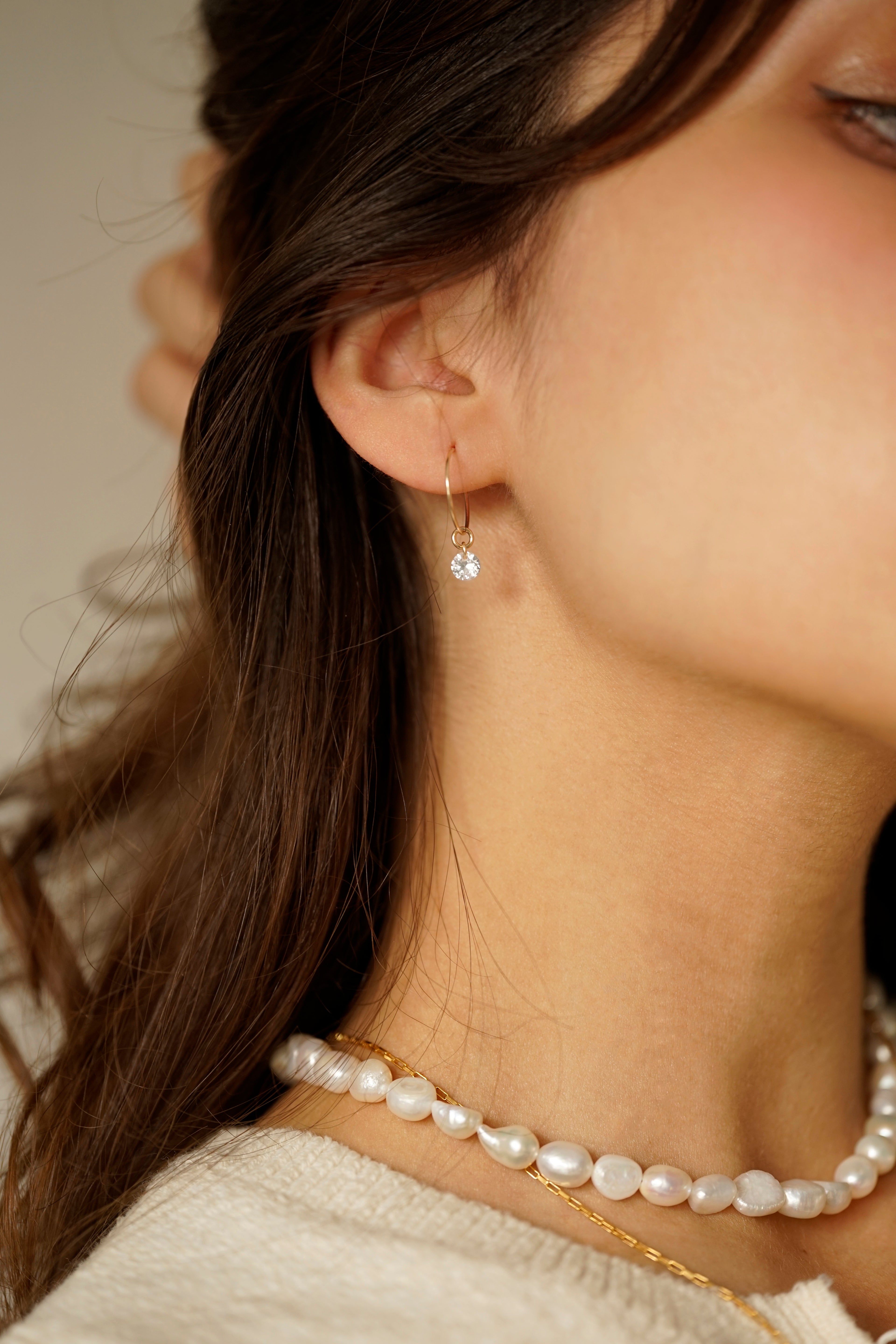 15mm Hoop Earrings With Cubic Zirconia
