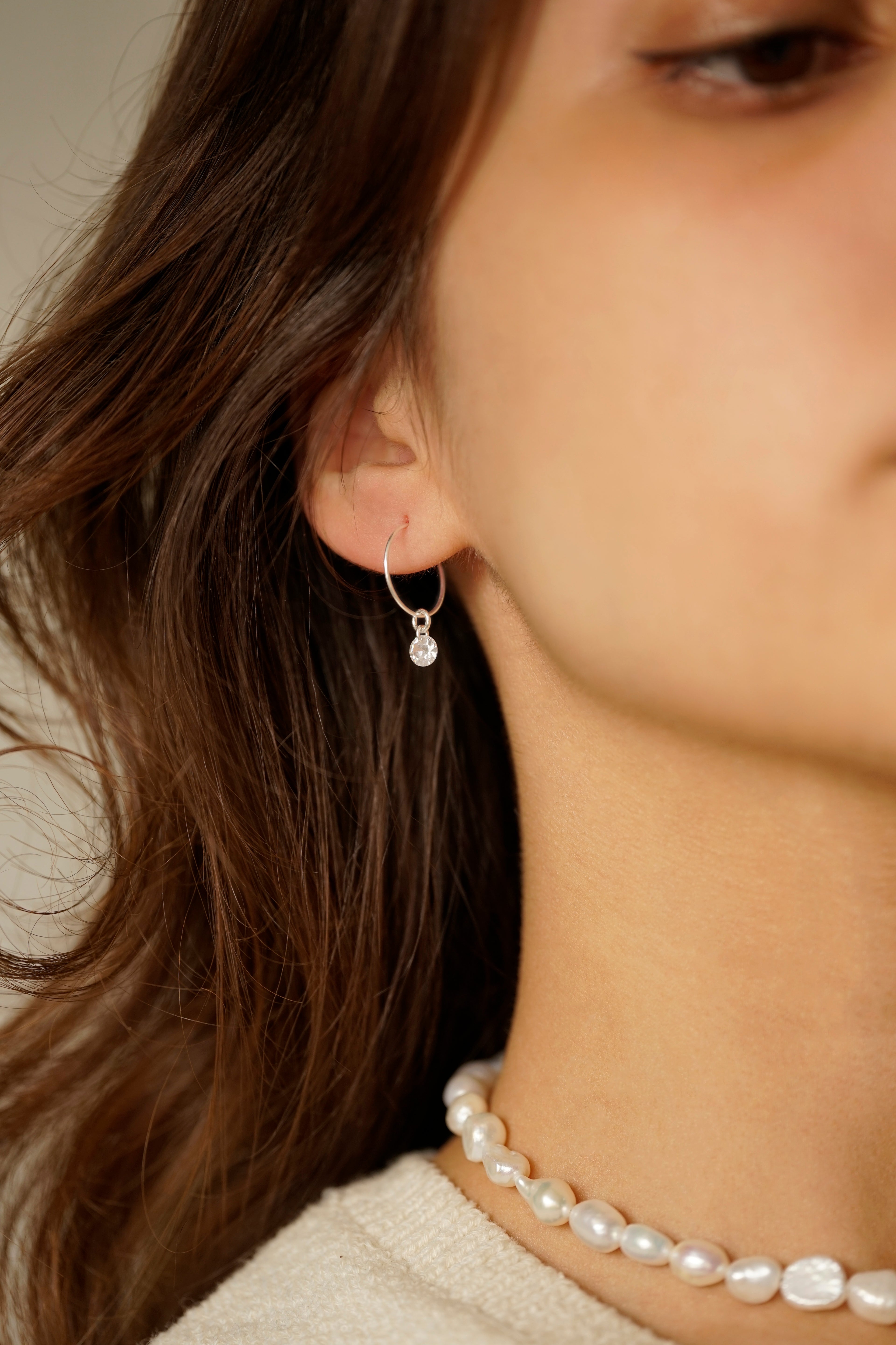 15mm Hoop Earrings With Cubic Zirconia