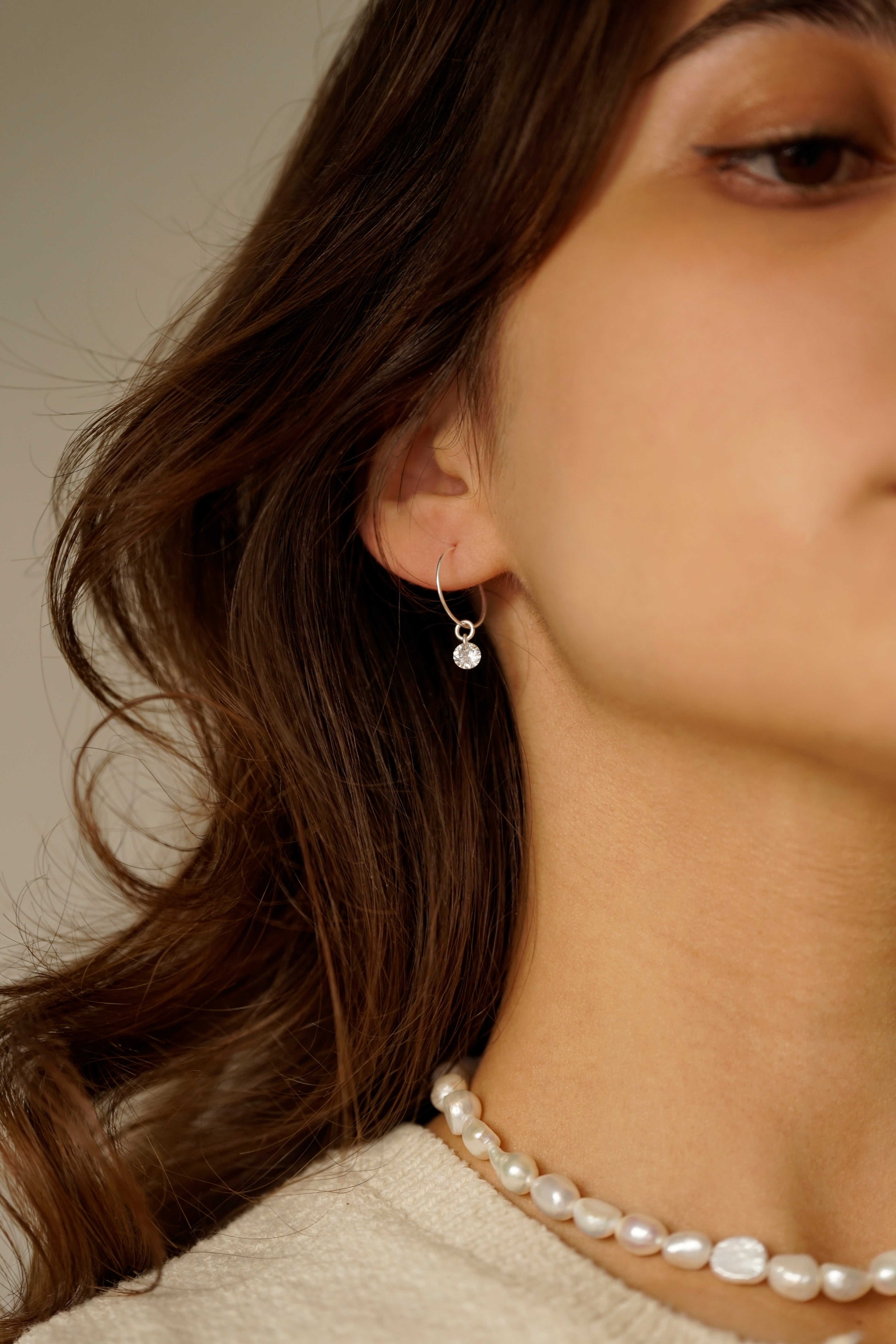 15mm Hoop Earrings With Cubic Zirconia