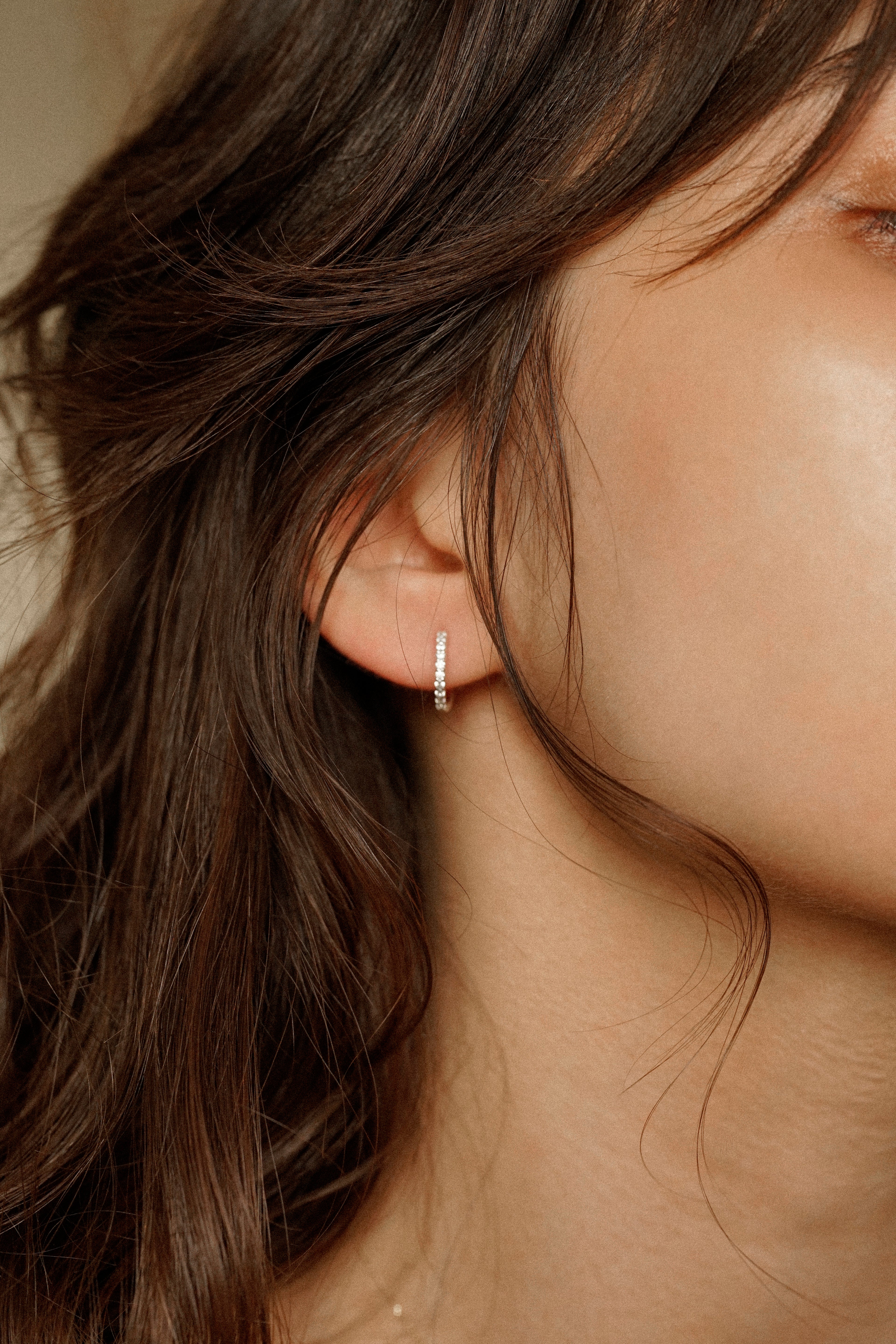 Pave Cubic Zirconia Hoop Earrings