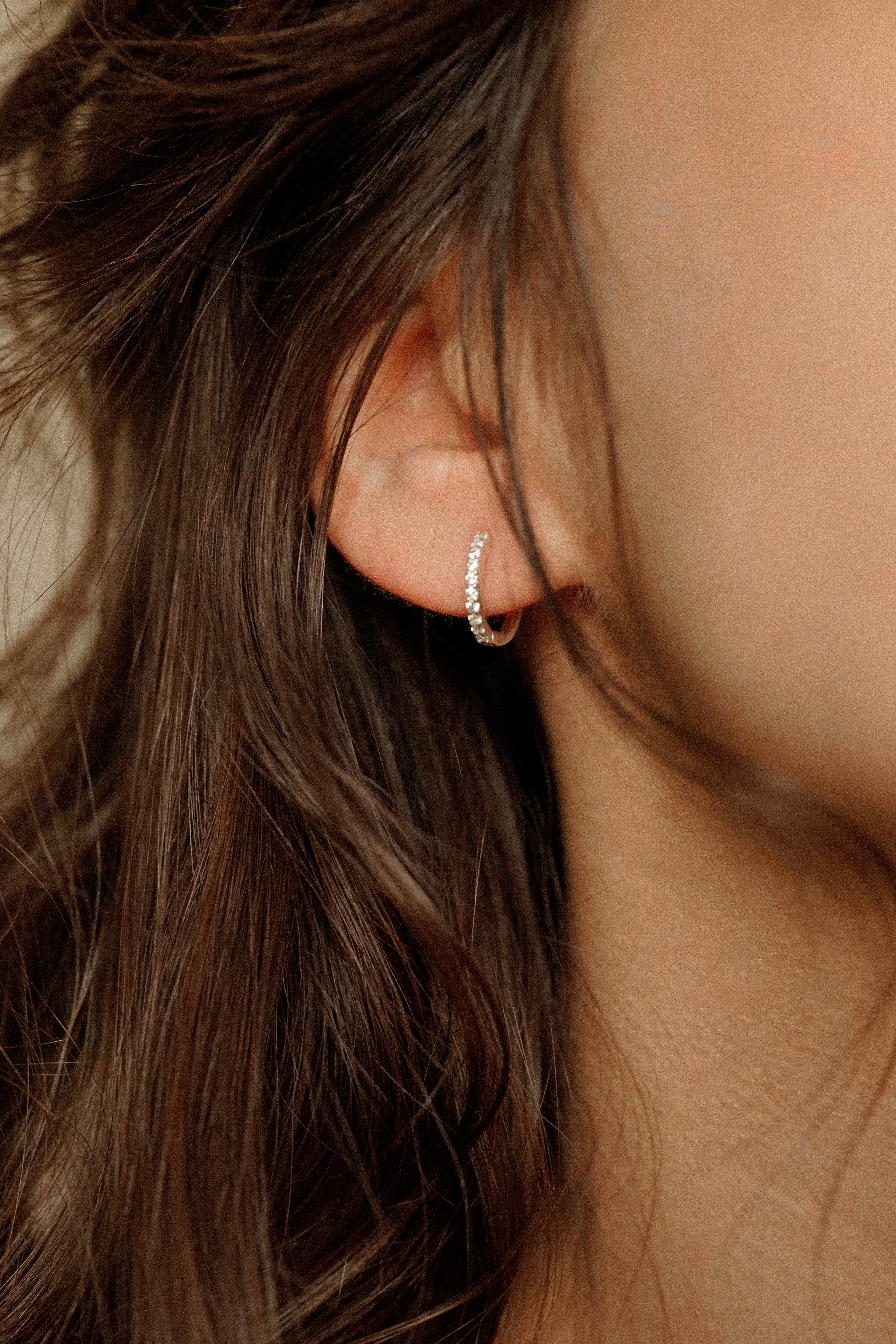 Pave Cubic Zirconia Hoop Earrings