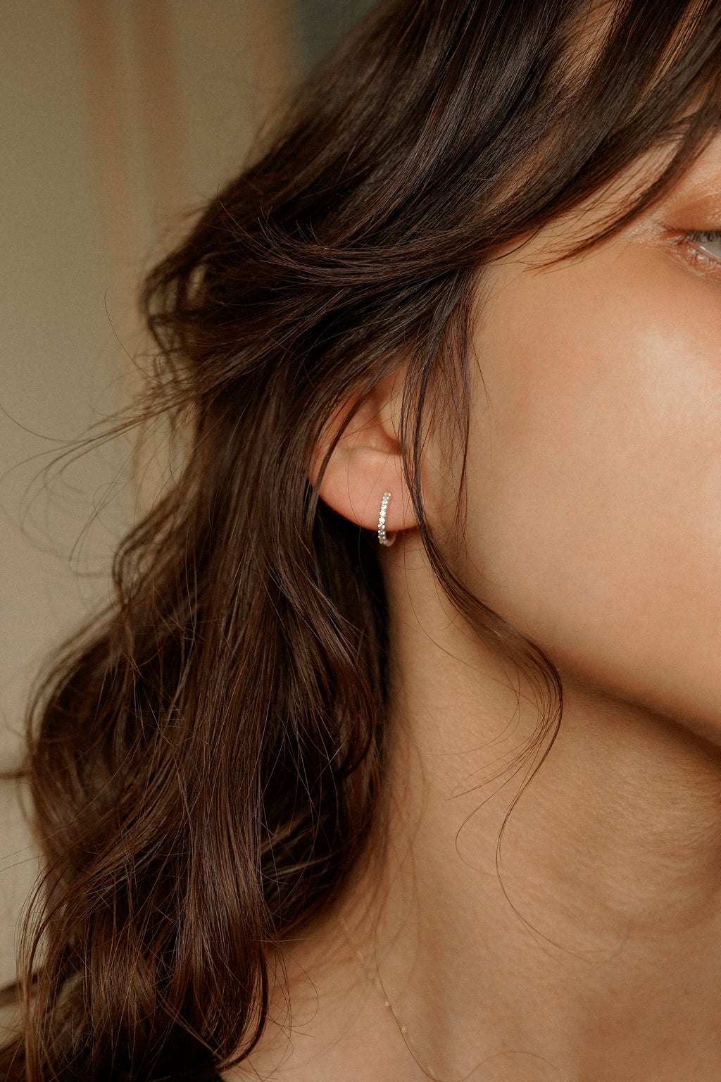 Pave Cubic Zirconia Hoop Earrings