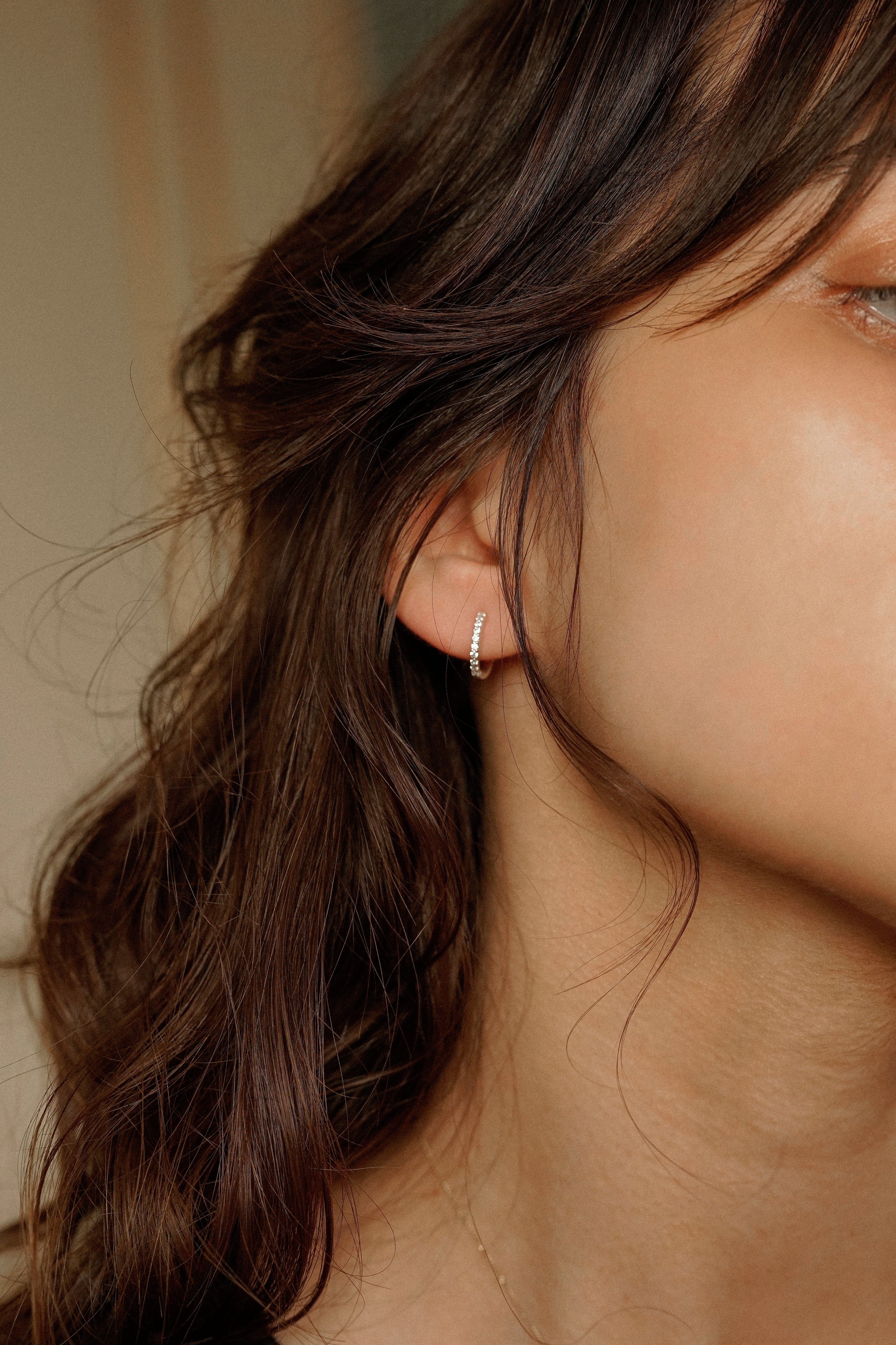 Pave Cubic Zirconia Hoop Earrings
