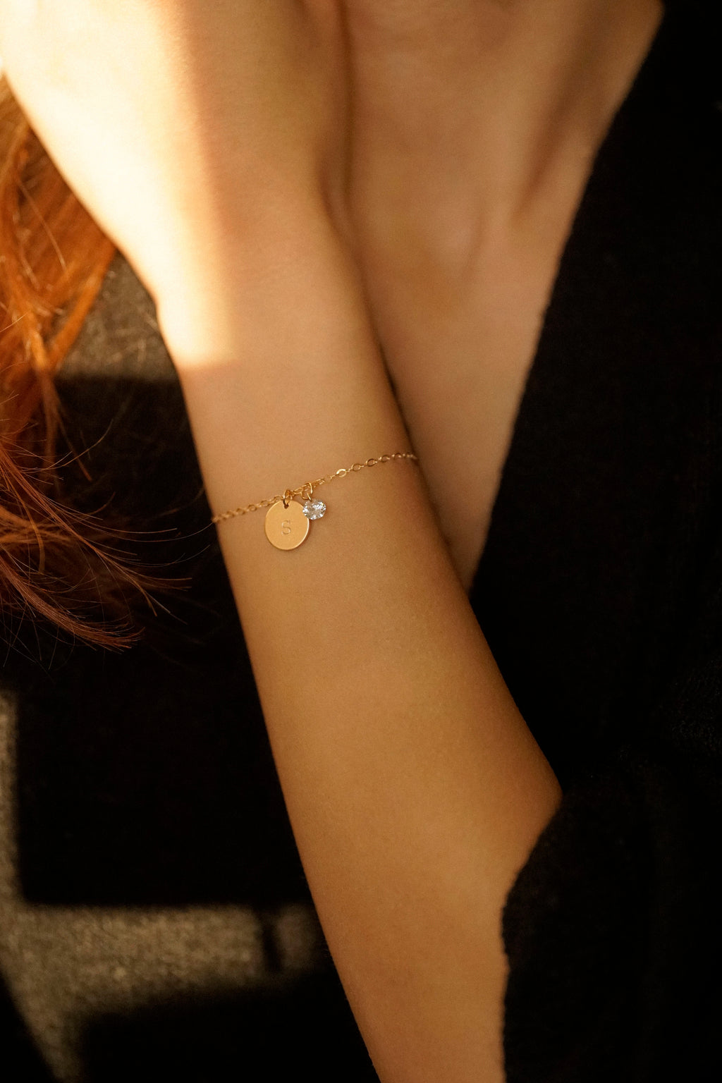 Initial Disc Cubic Zirconia Bracelet