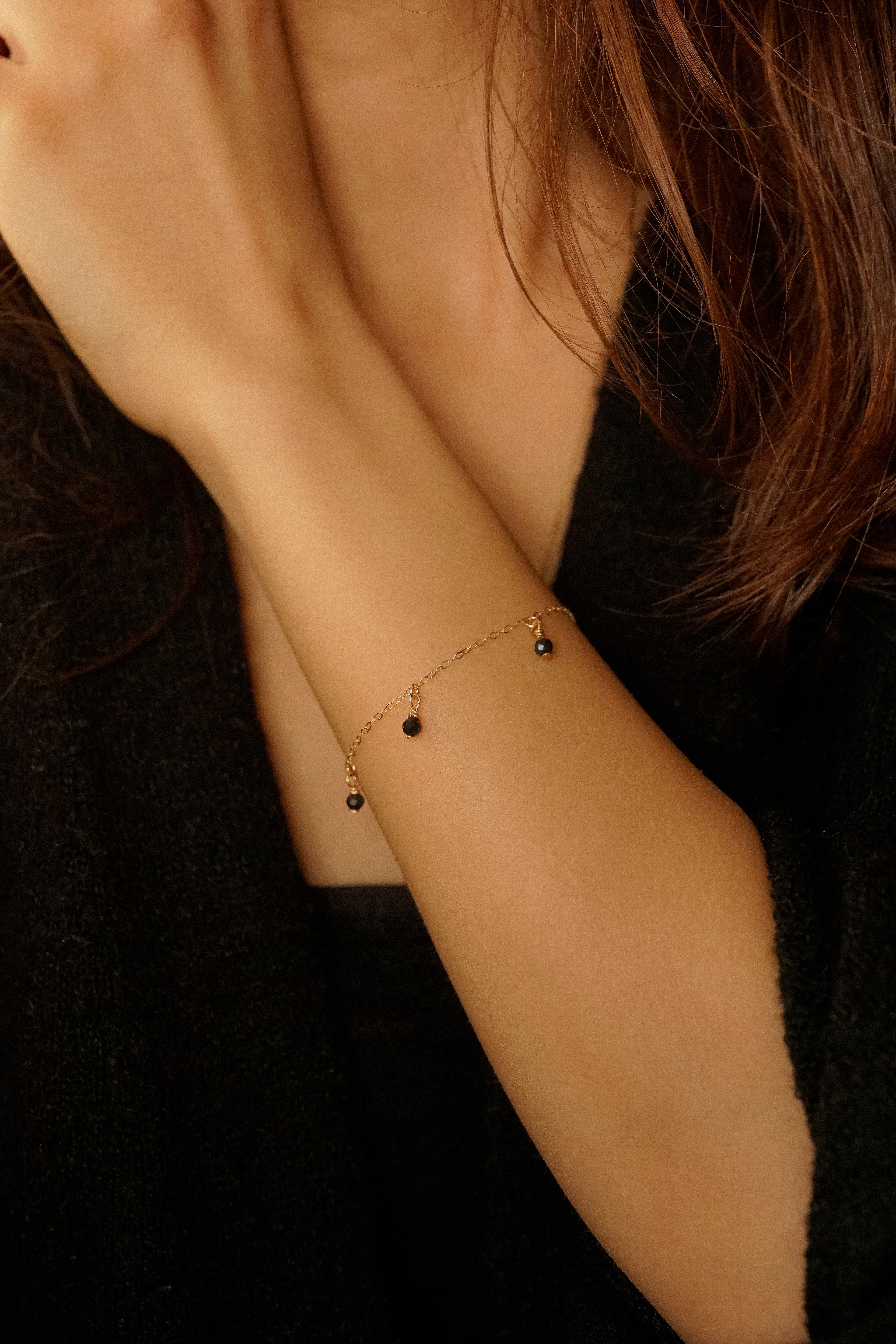 Black Bead Drop Bracelet