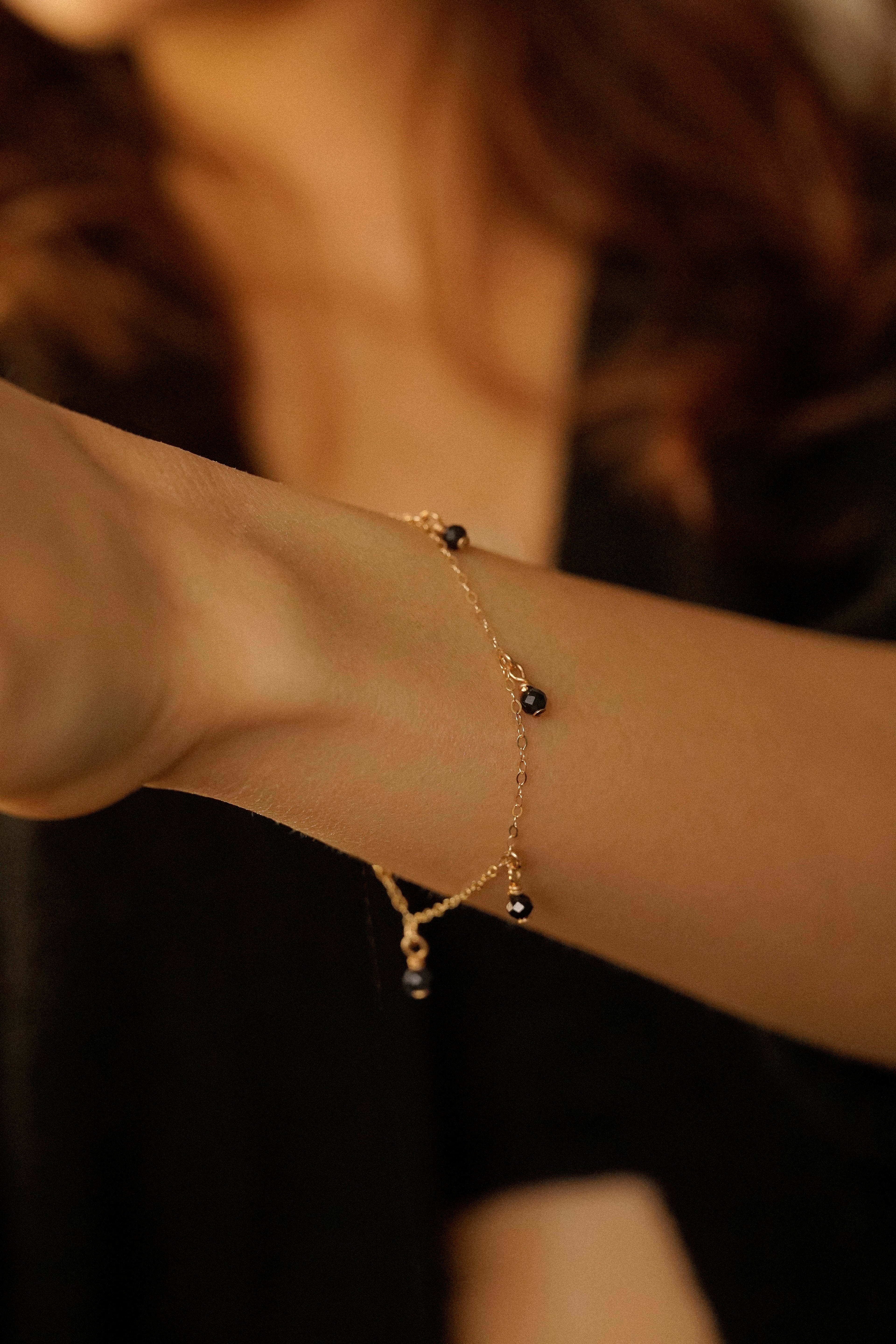 Black Bead Drop Bracelet