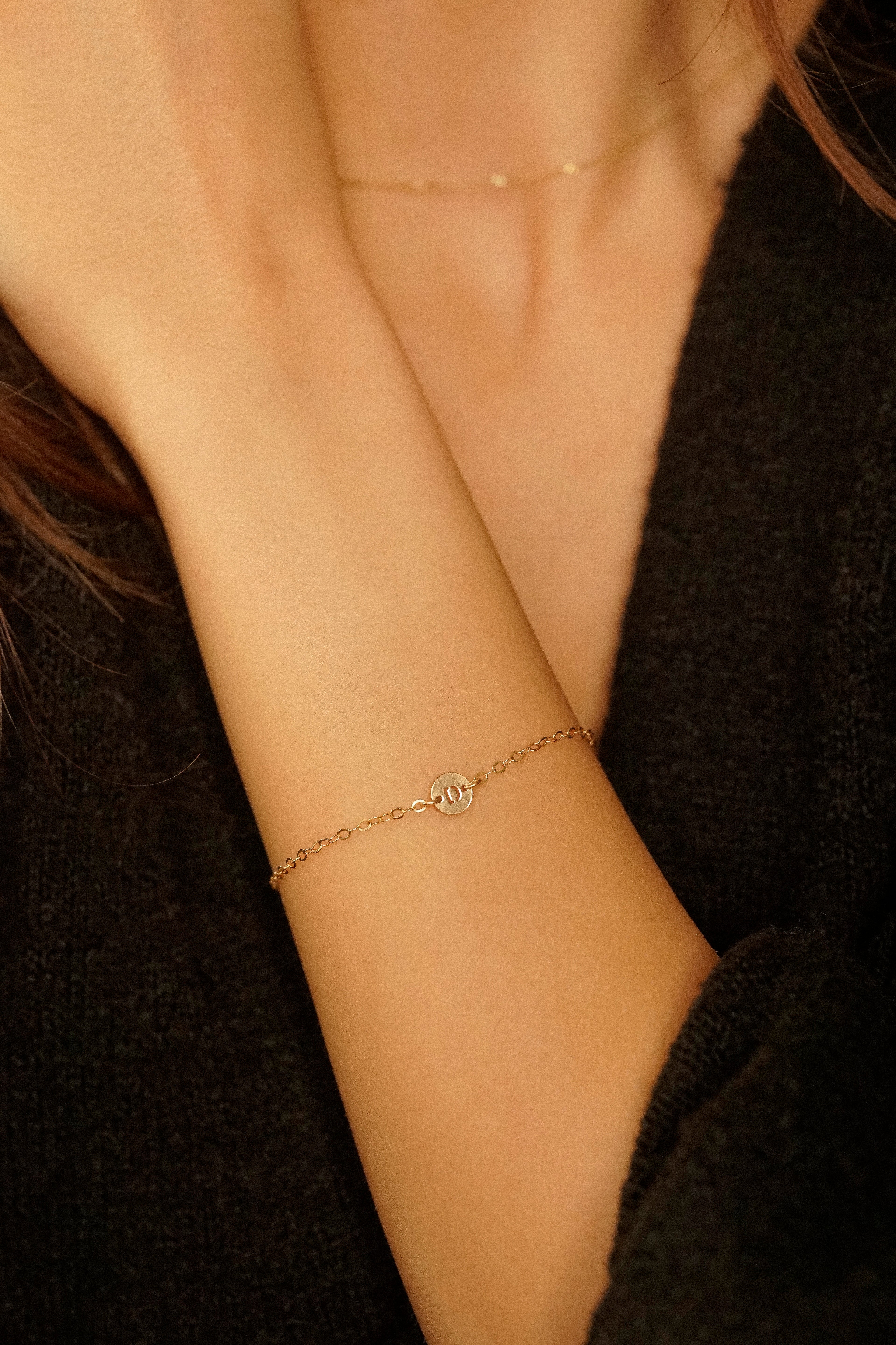 Initial Disc Connector Bracelet