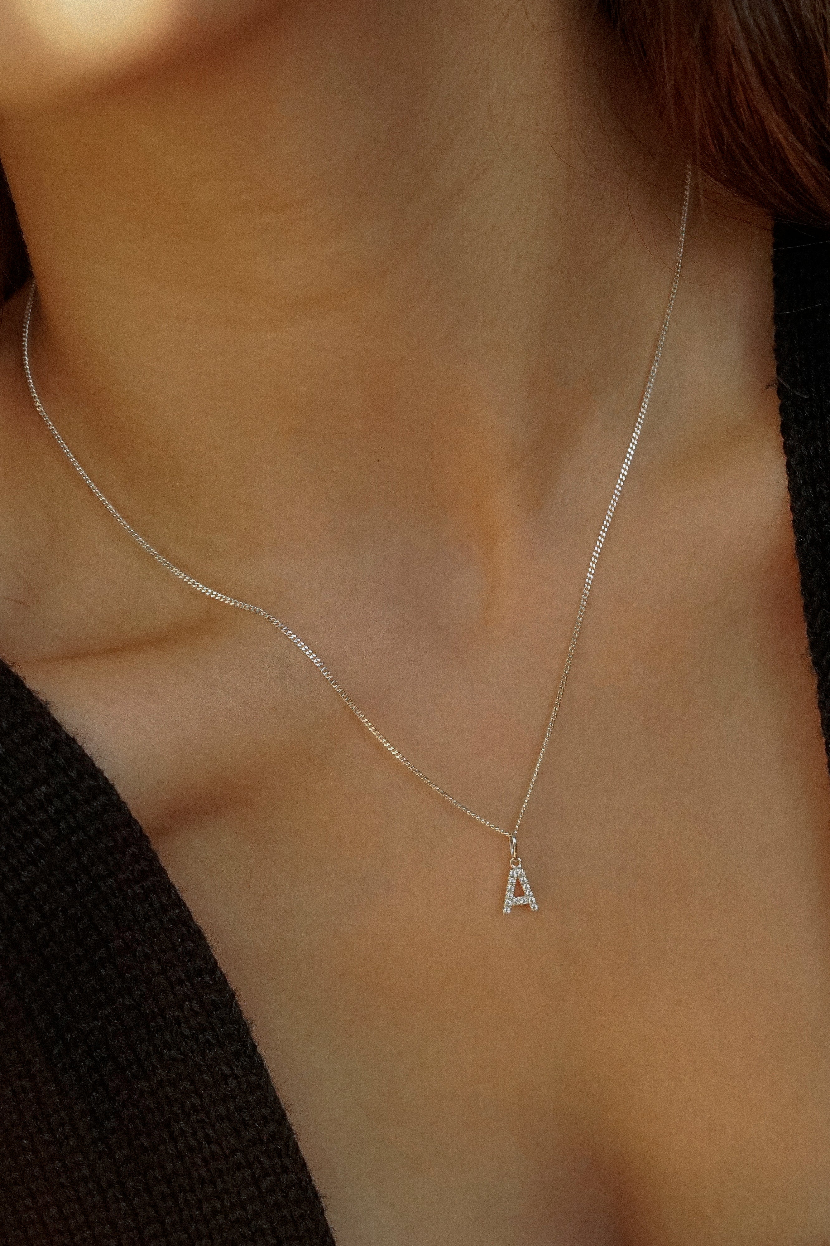 Pavé Letter Initial Necklace