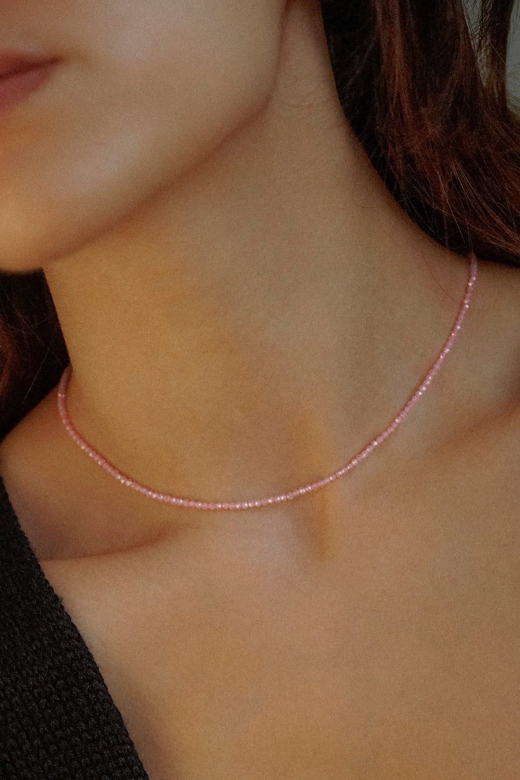 Pink Faceted Cubic Zirconia Beaded Necklace