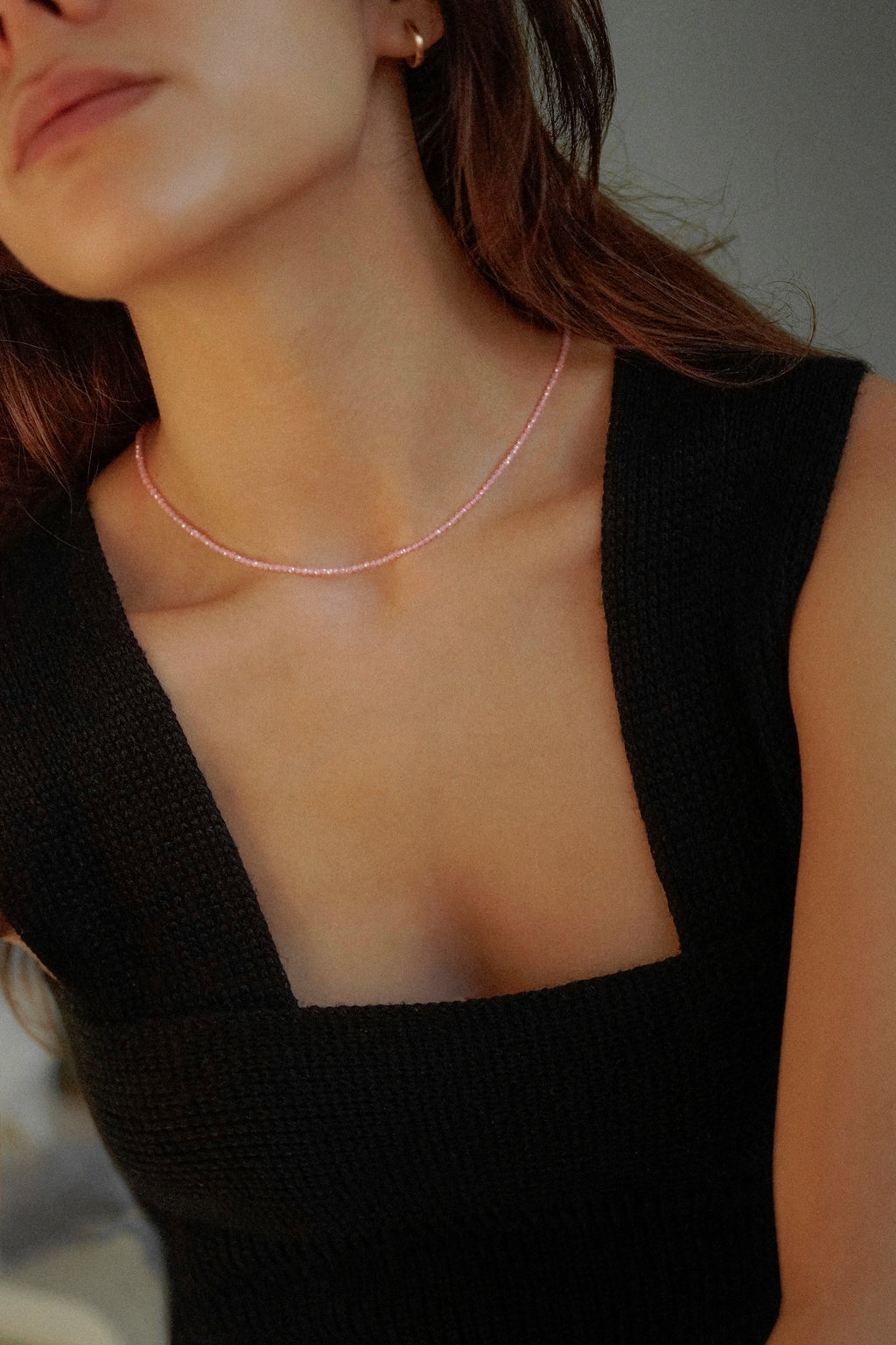Pink Faceted Cubic Zirconia Beaded Necklace
