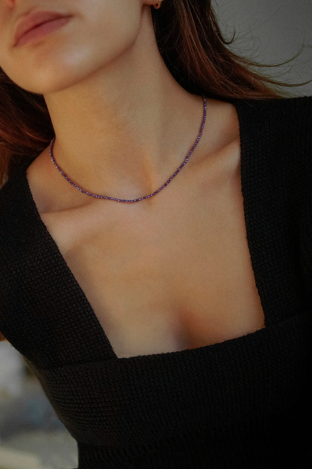 Purple Faceted Gemstone Beaded Necklace