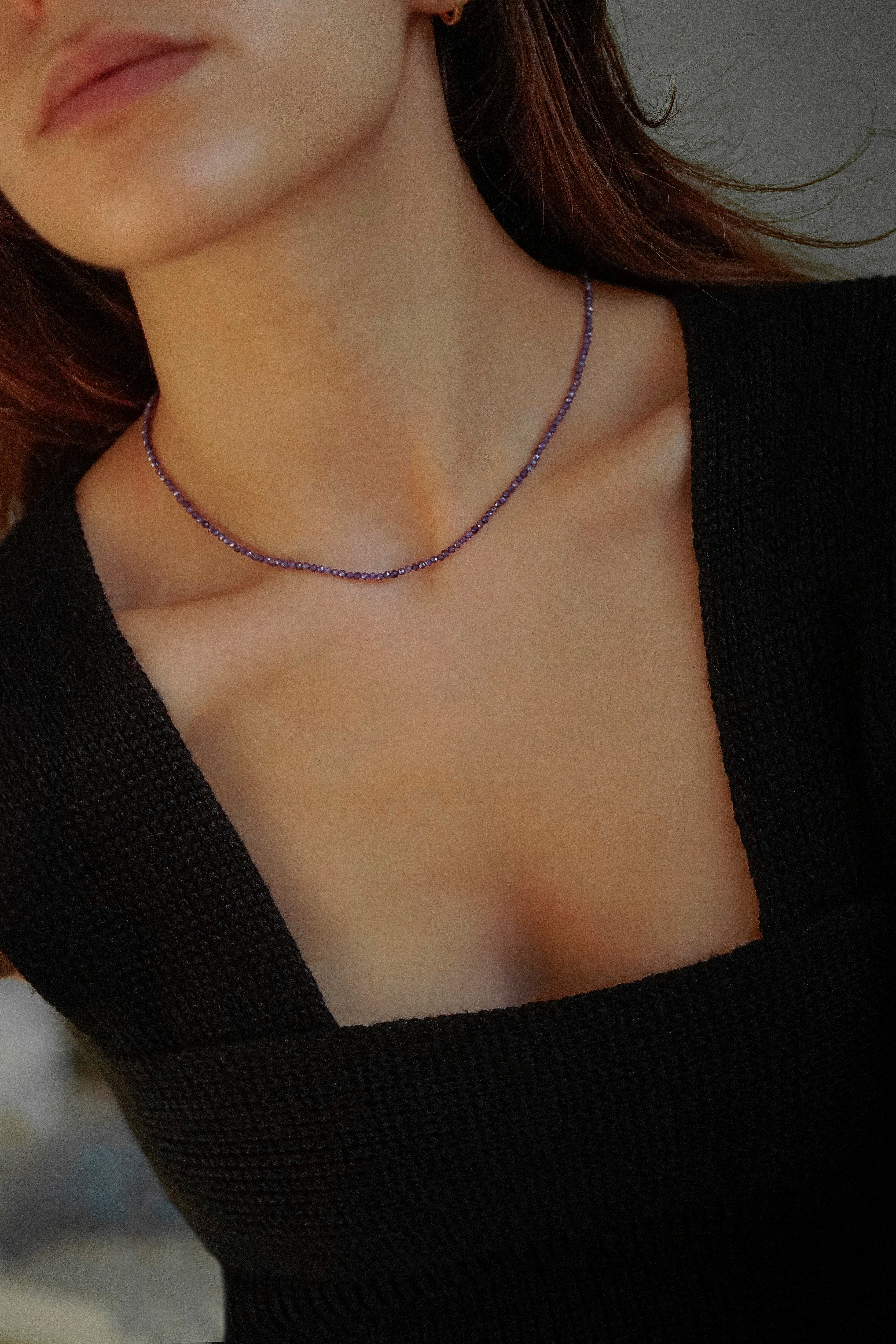 Purple Faceted Gemstone Beaded Necklace