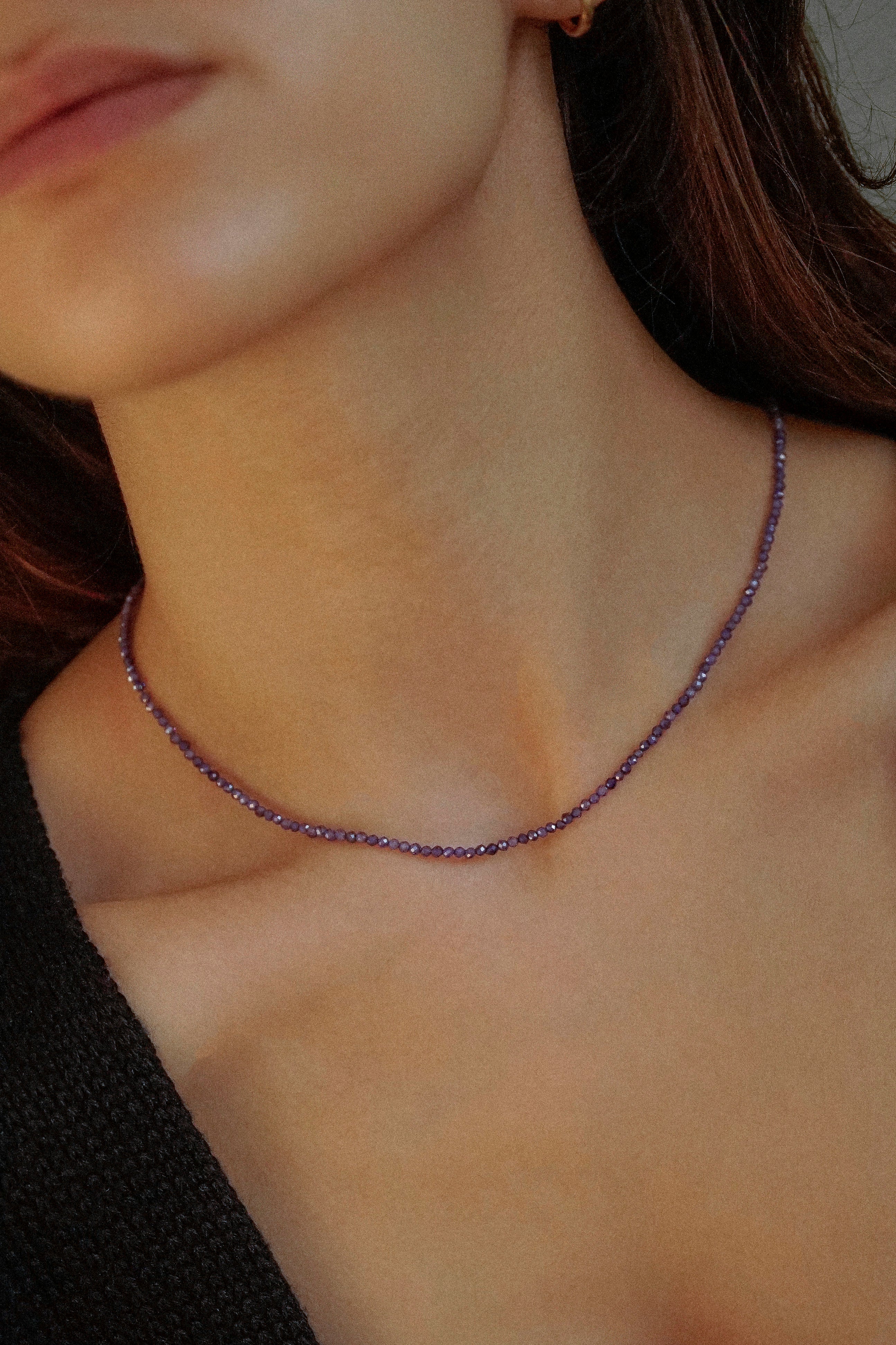Purple Faceted Gemstone Beaded Necklace