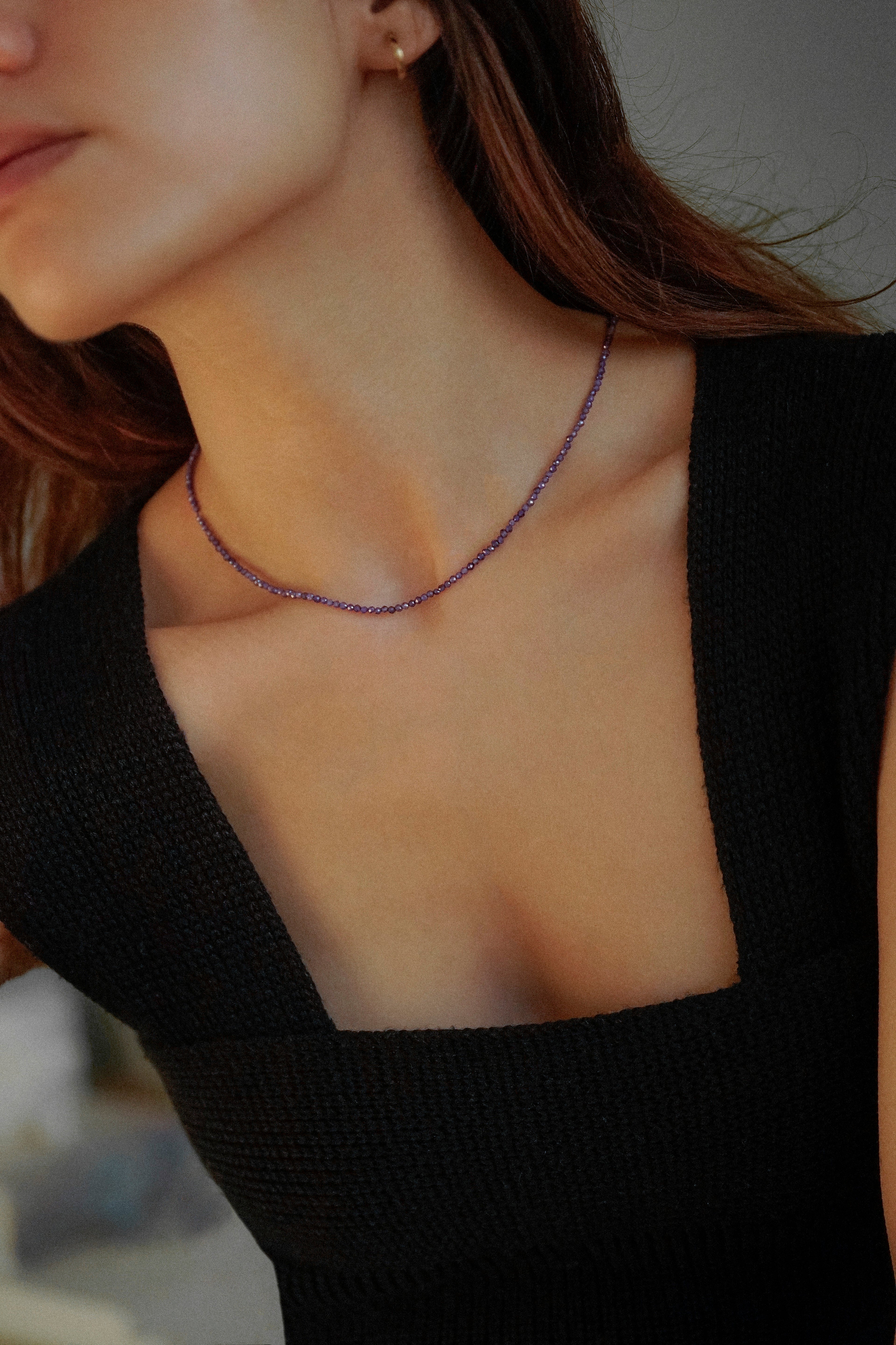 Purple Faceted Gemstone Beaded Necklace