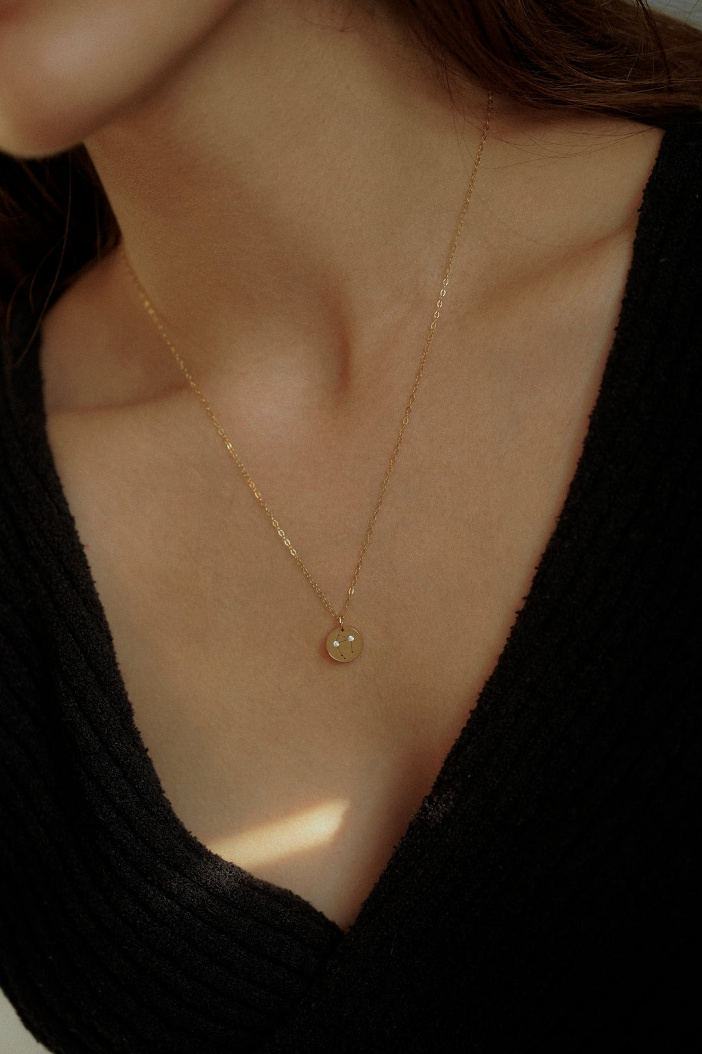 Star Sign Cubic Zirconia Disc Necklace