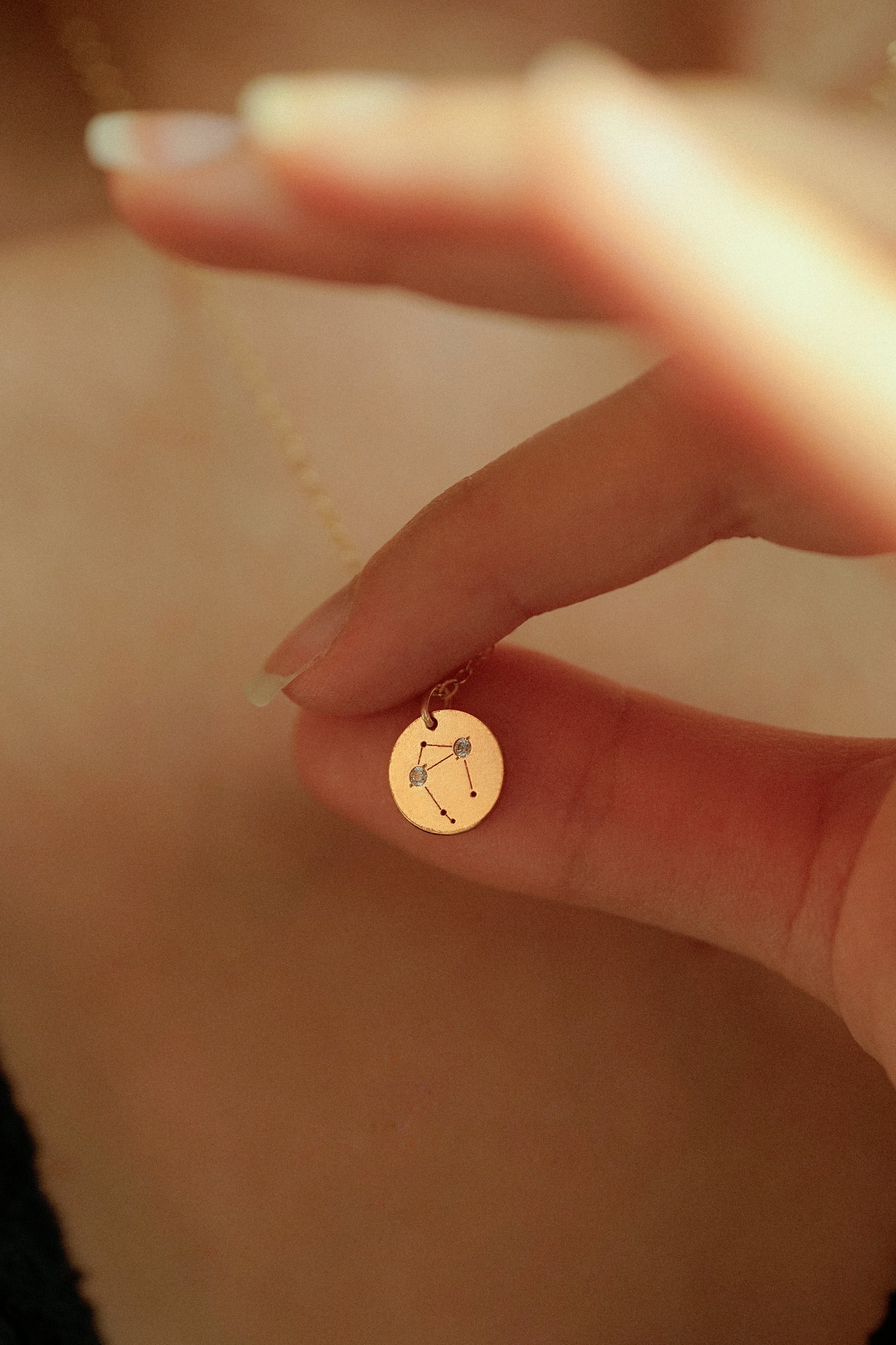 Star Sign Cubic Zirconia Disc Necklace