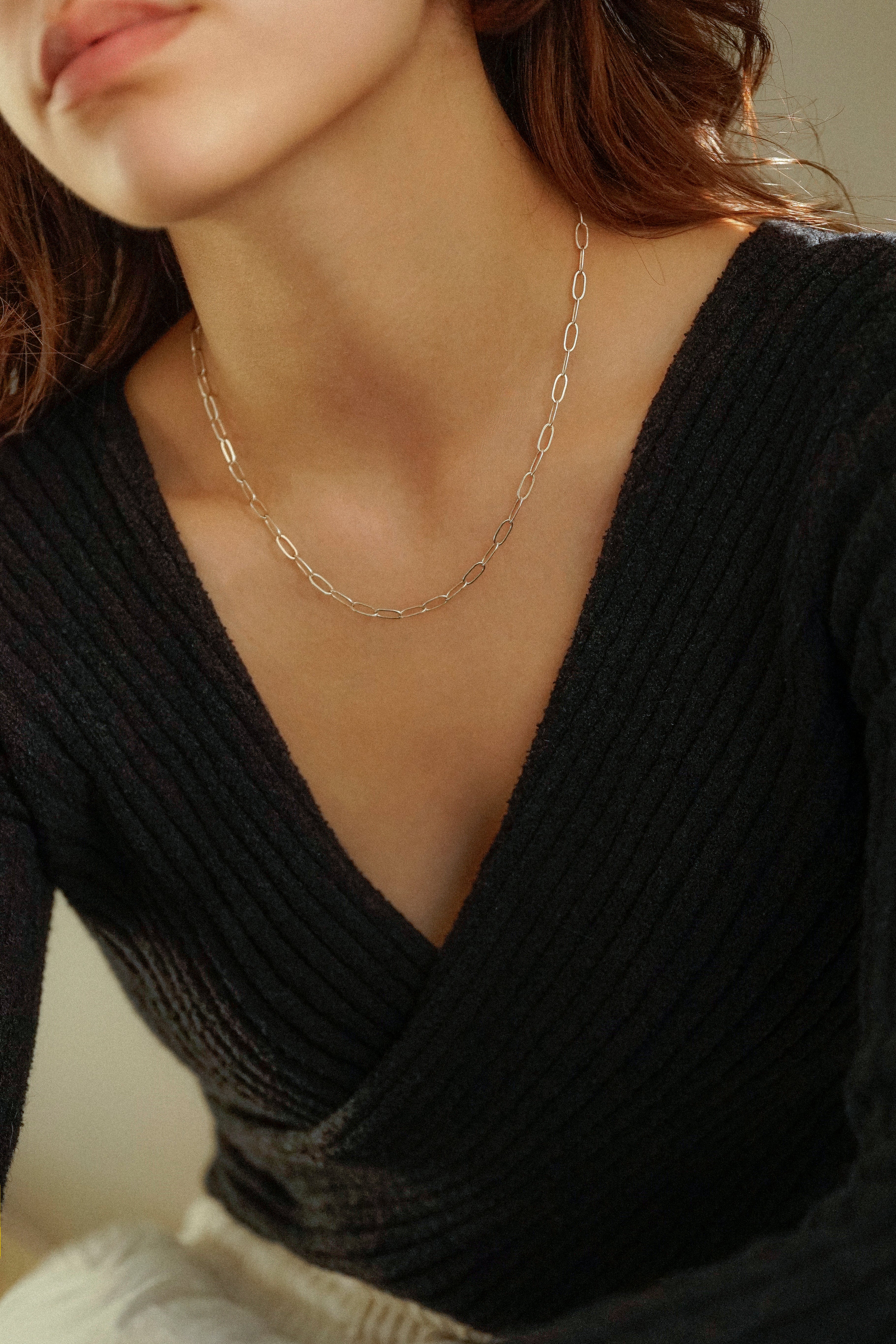 Paperclip Link Rectangle Necklace