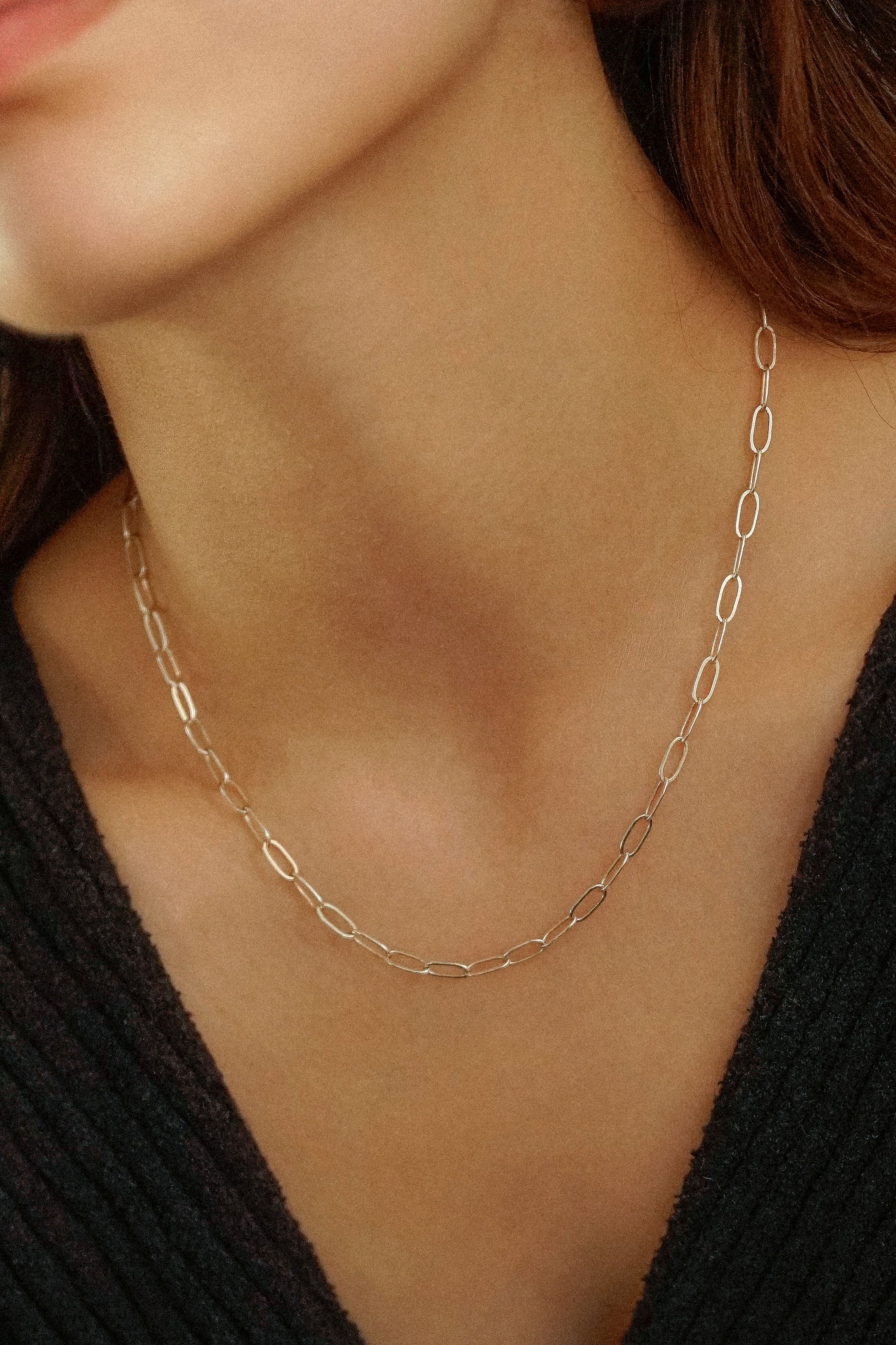 Paperclip Link Rectangle Necklace