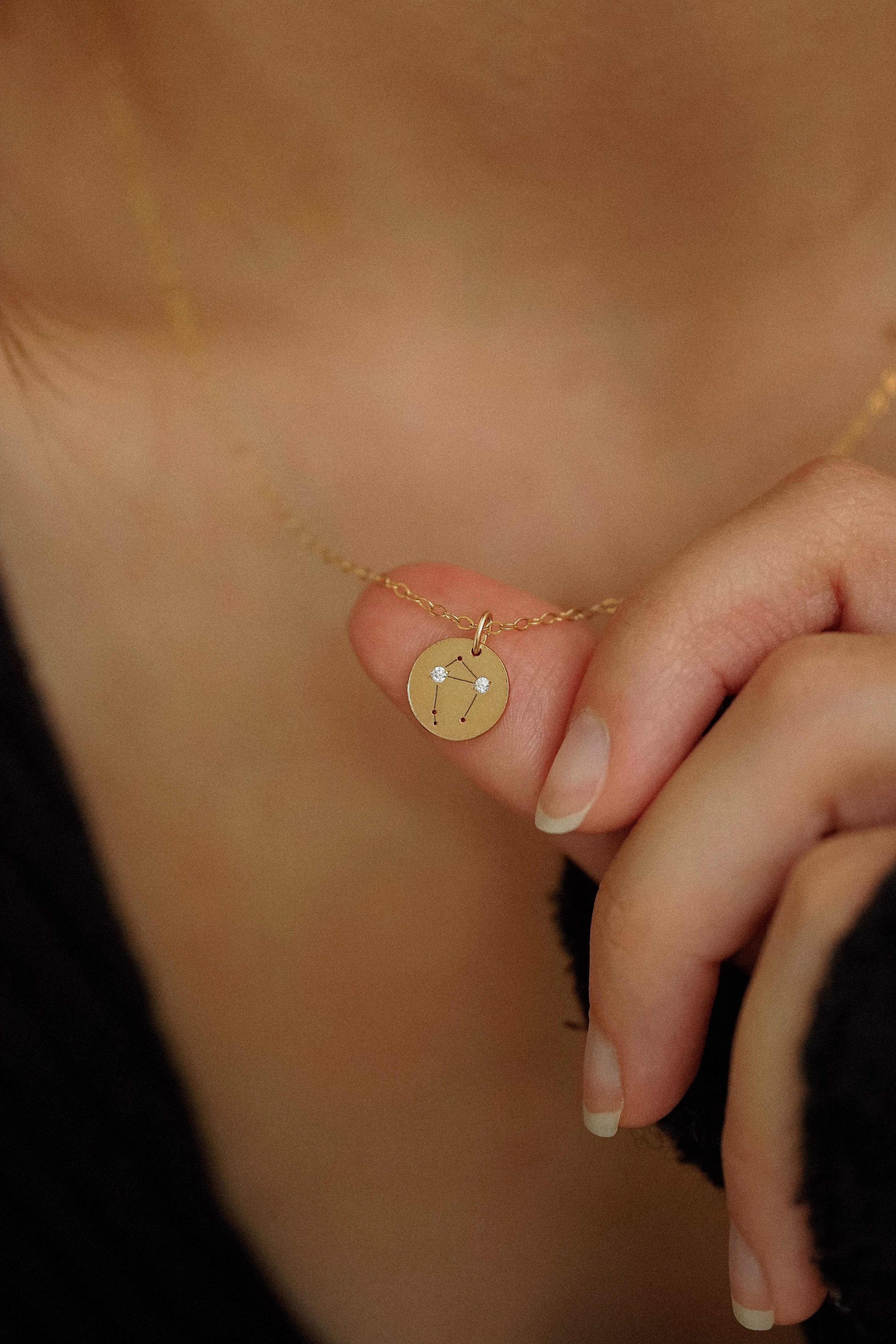 Star Sign Cubic Zirconia Disc Necklace