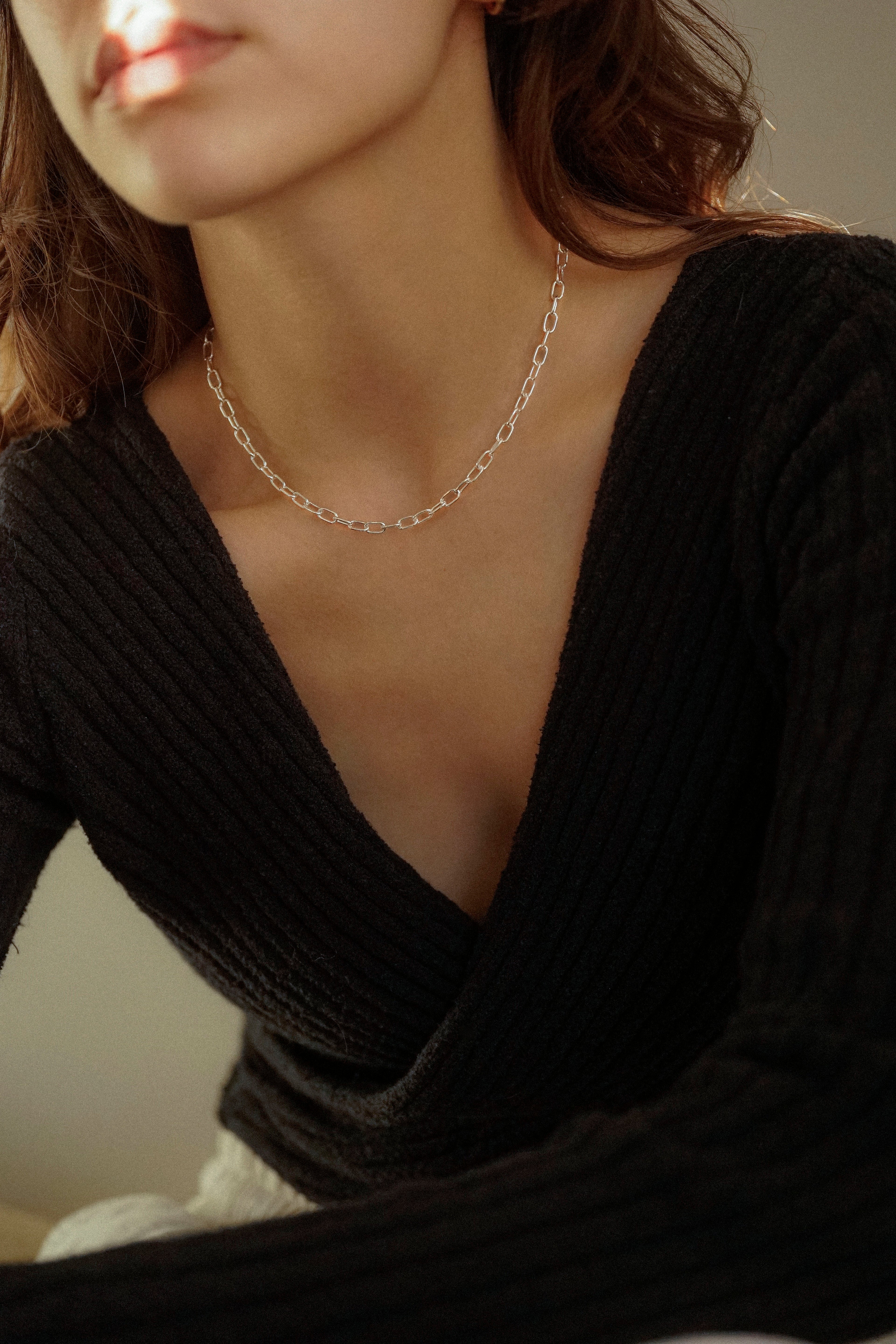 Chunky Paperclip Rectangle Necklace