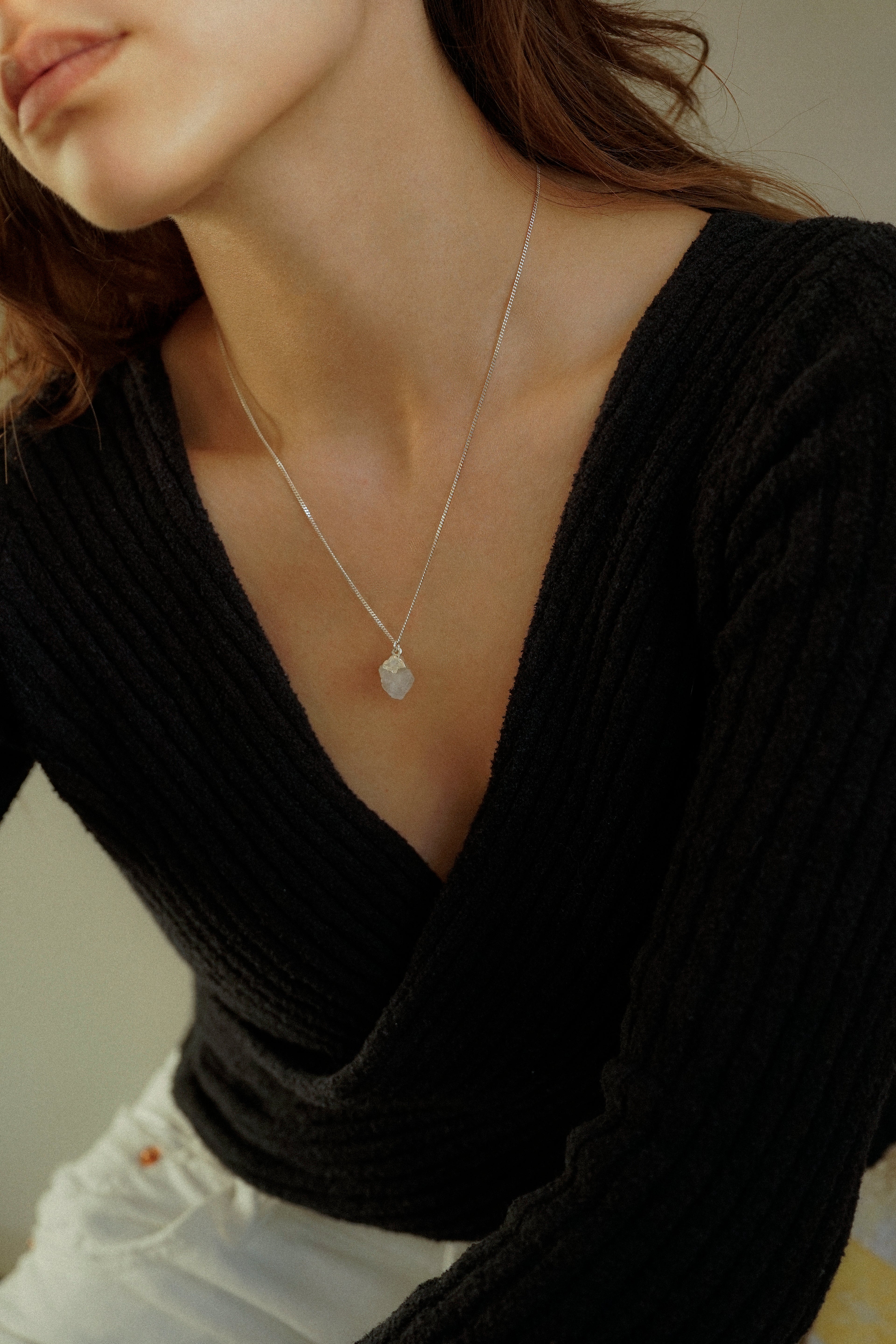 Raw Crystal Quartz Necklace
