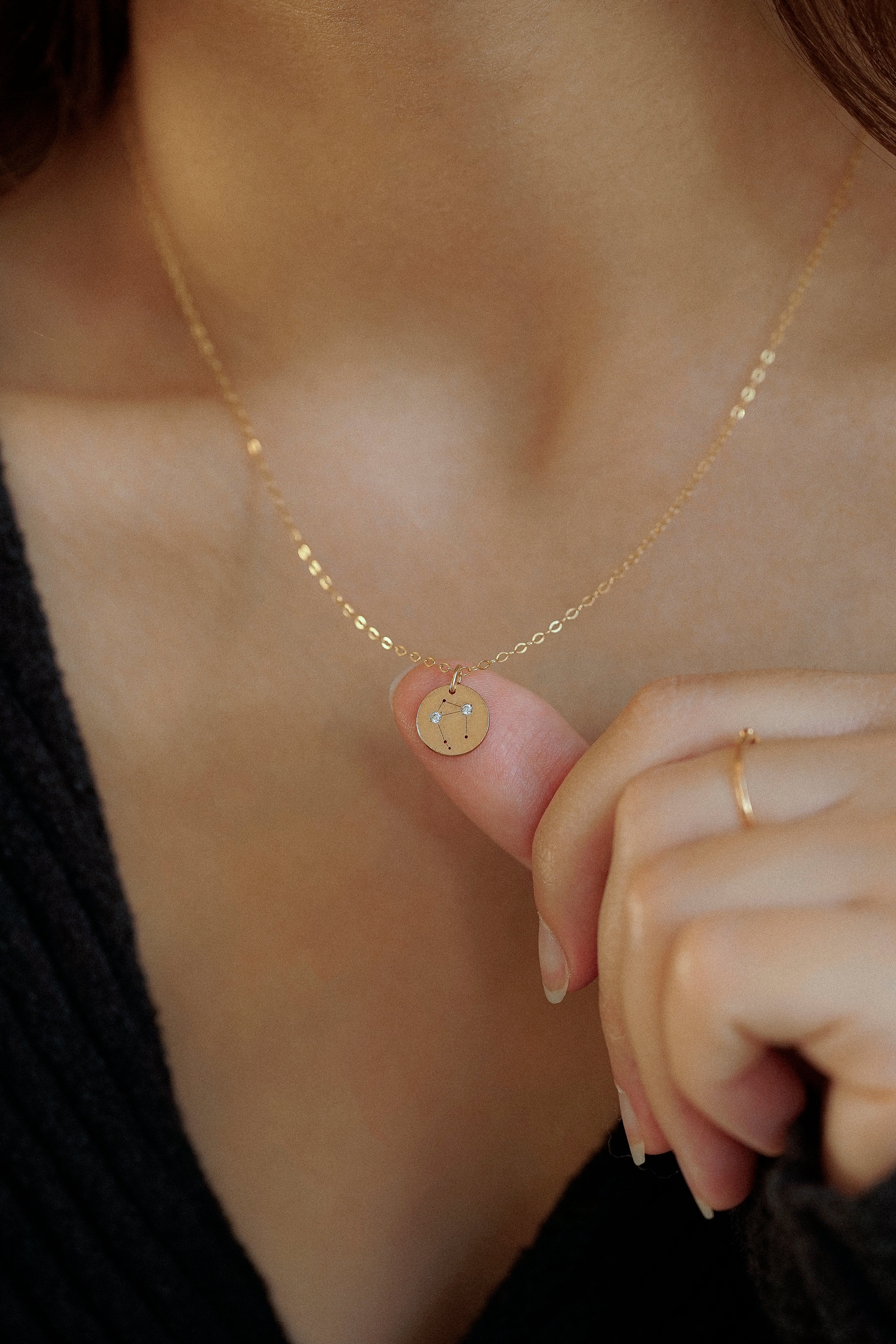 Star Sign Cubic Zirconia Disc Necklace