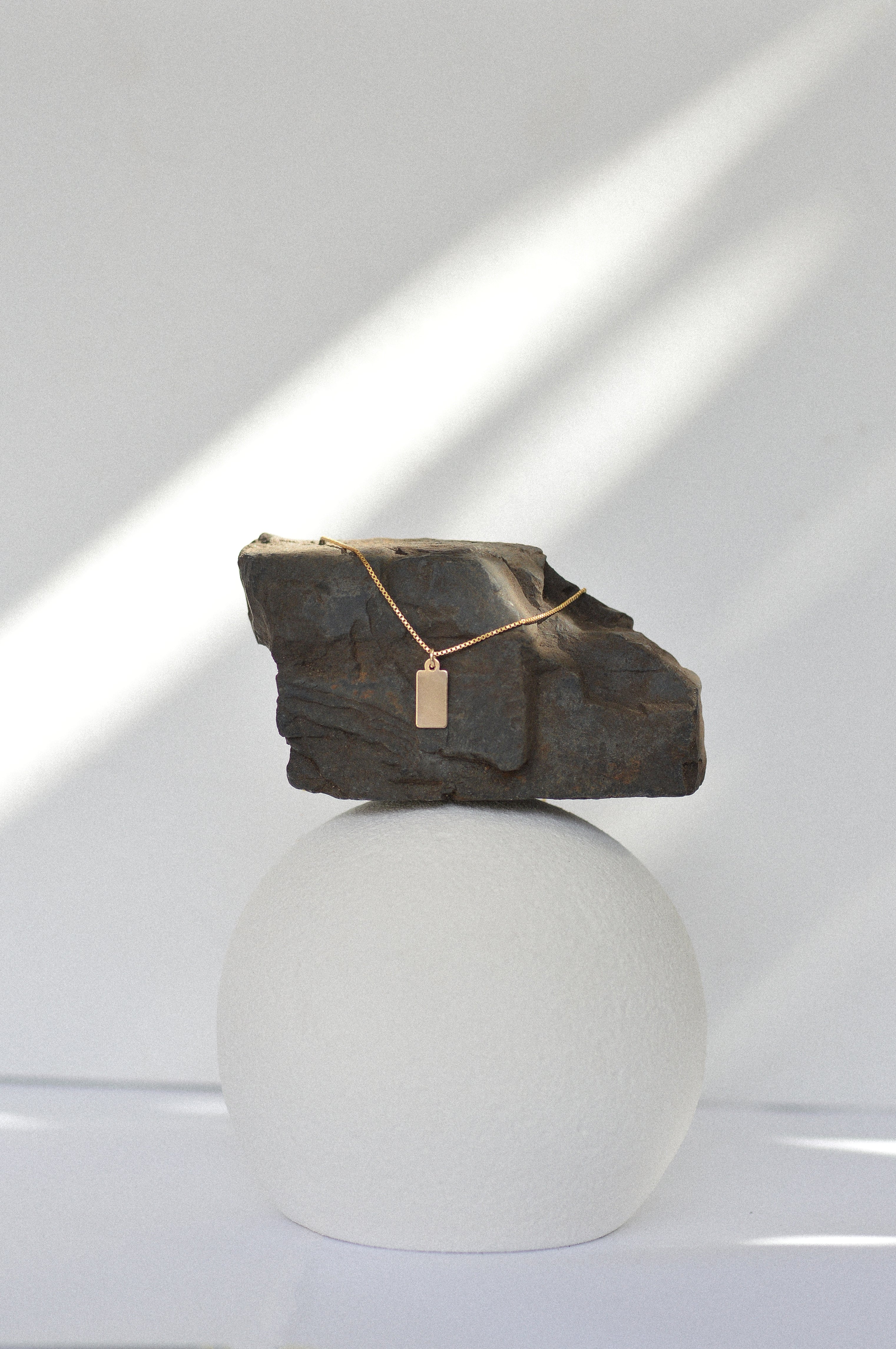 Rectangle Tag Charm Necklace