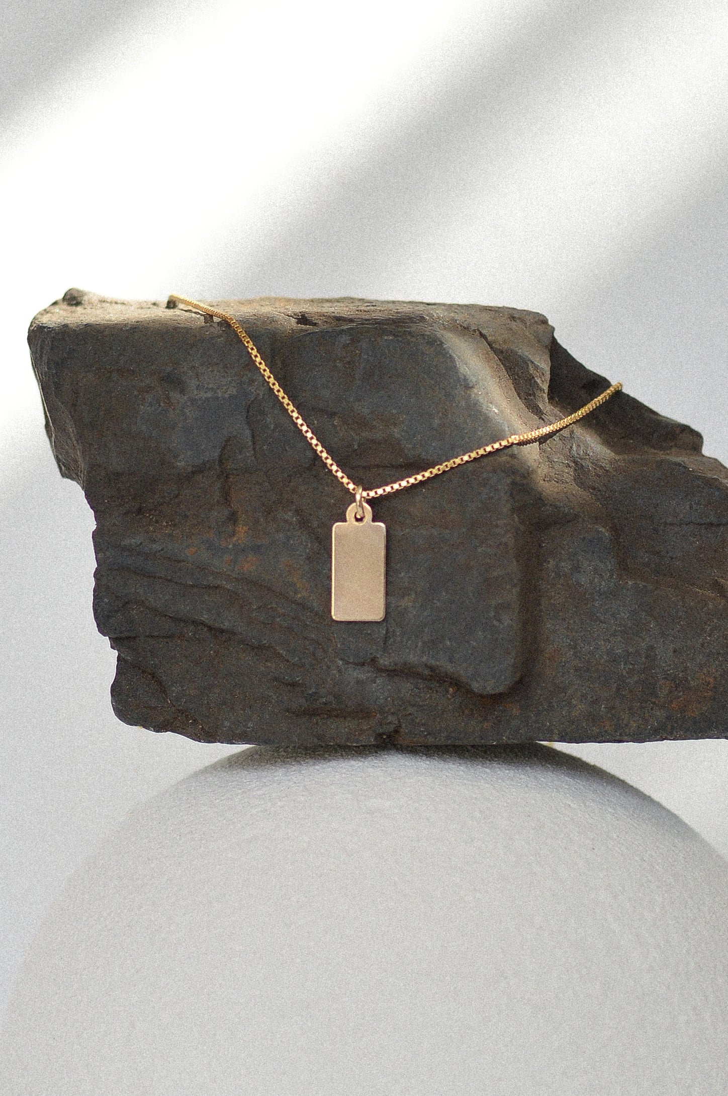 Rectangle Tag Charm Necklace