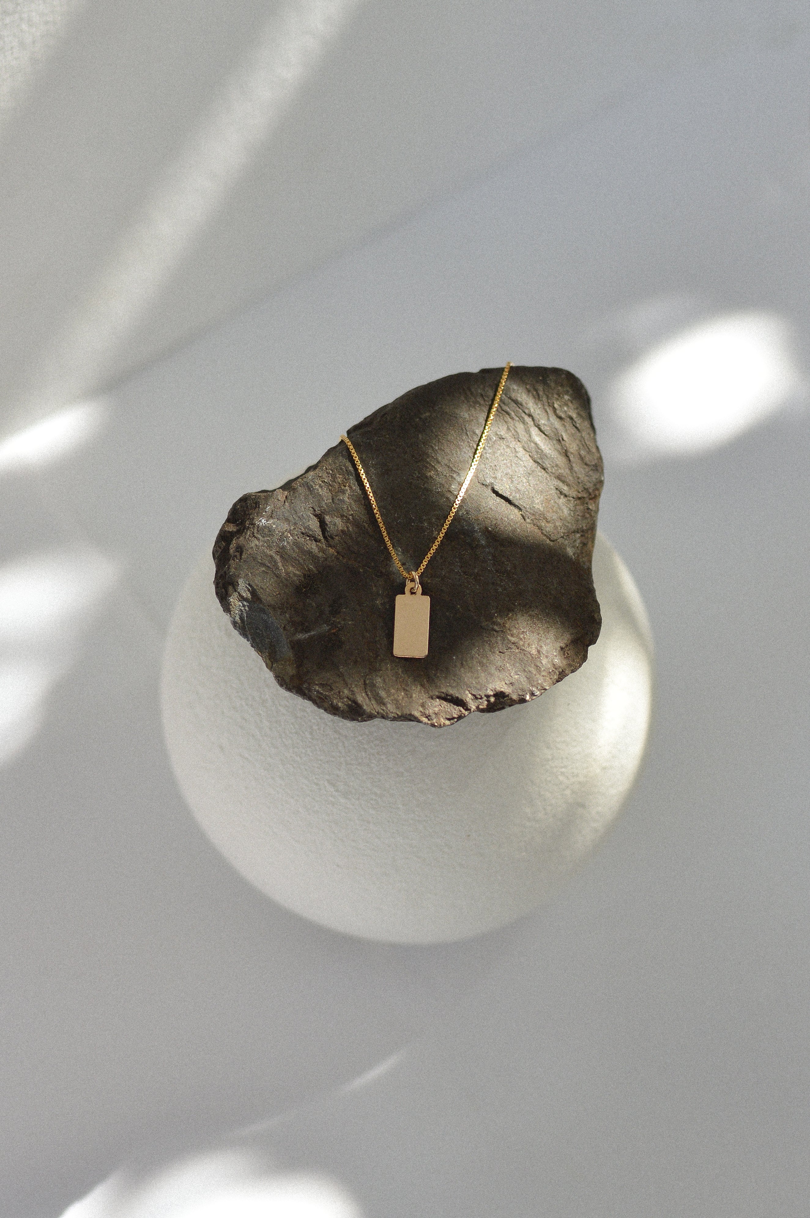 Rectangle Tag Charm Necklace