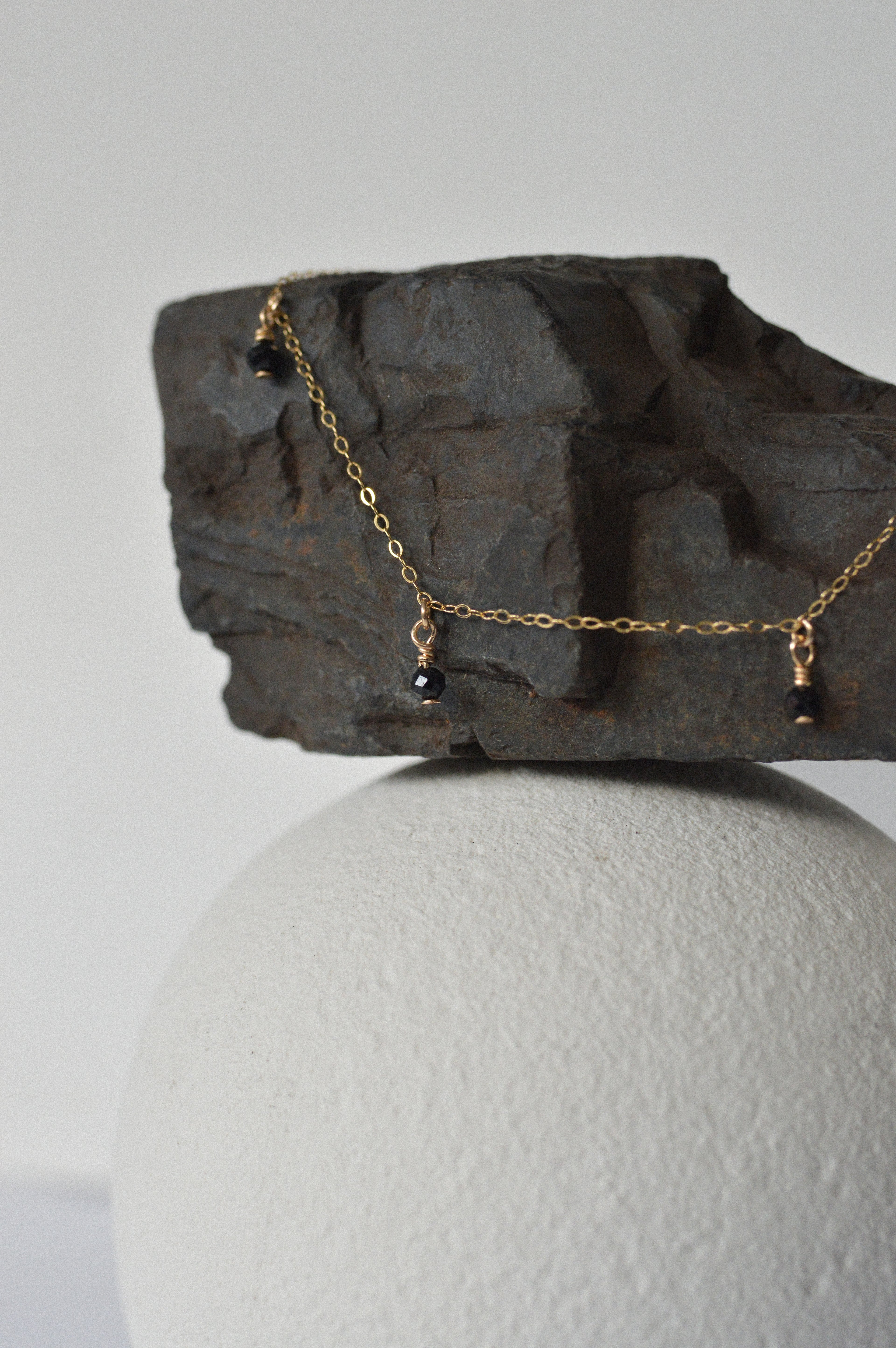 Black Bead Drop Necklace