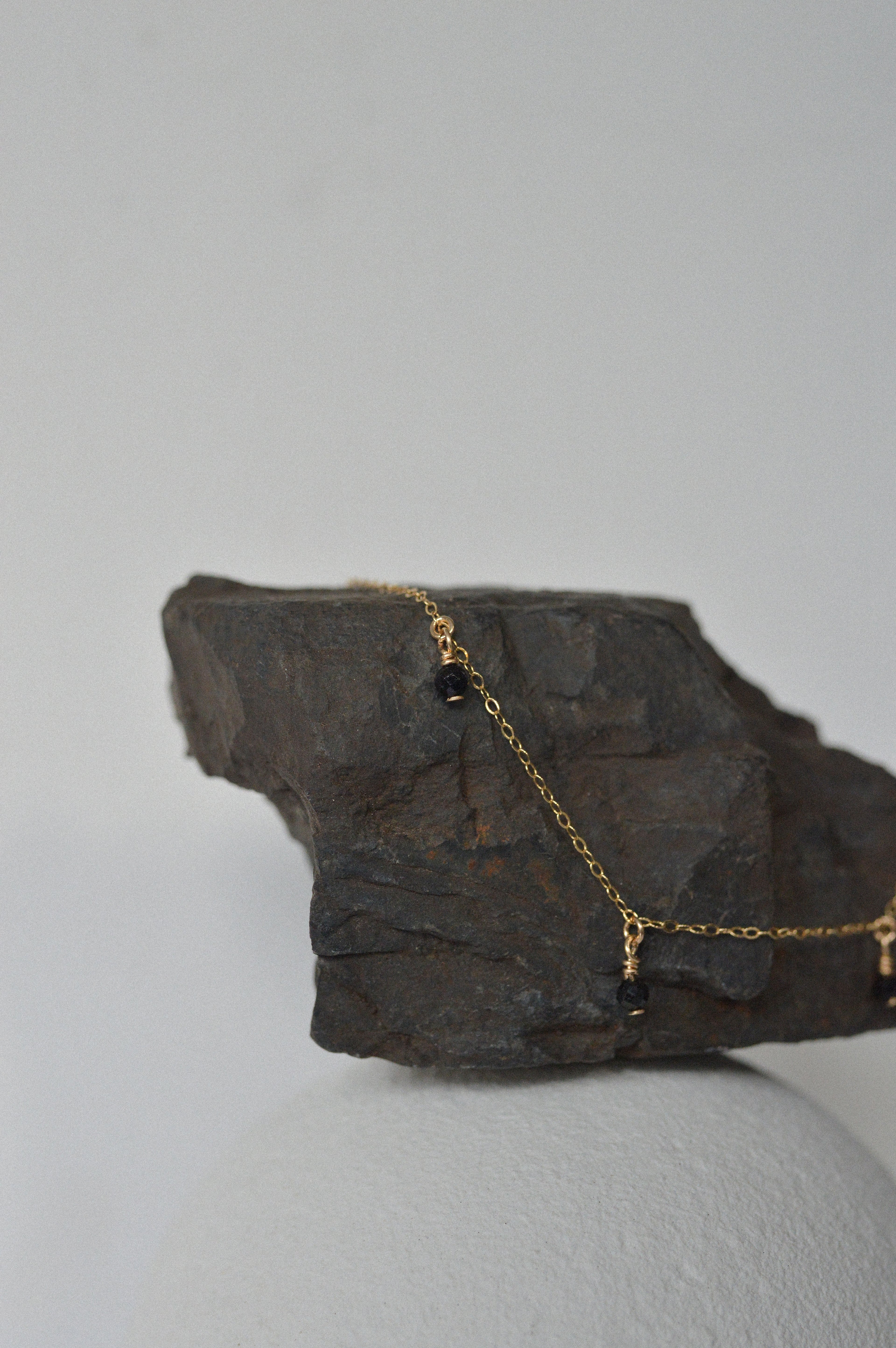 Black Bead Drop Necklace