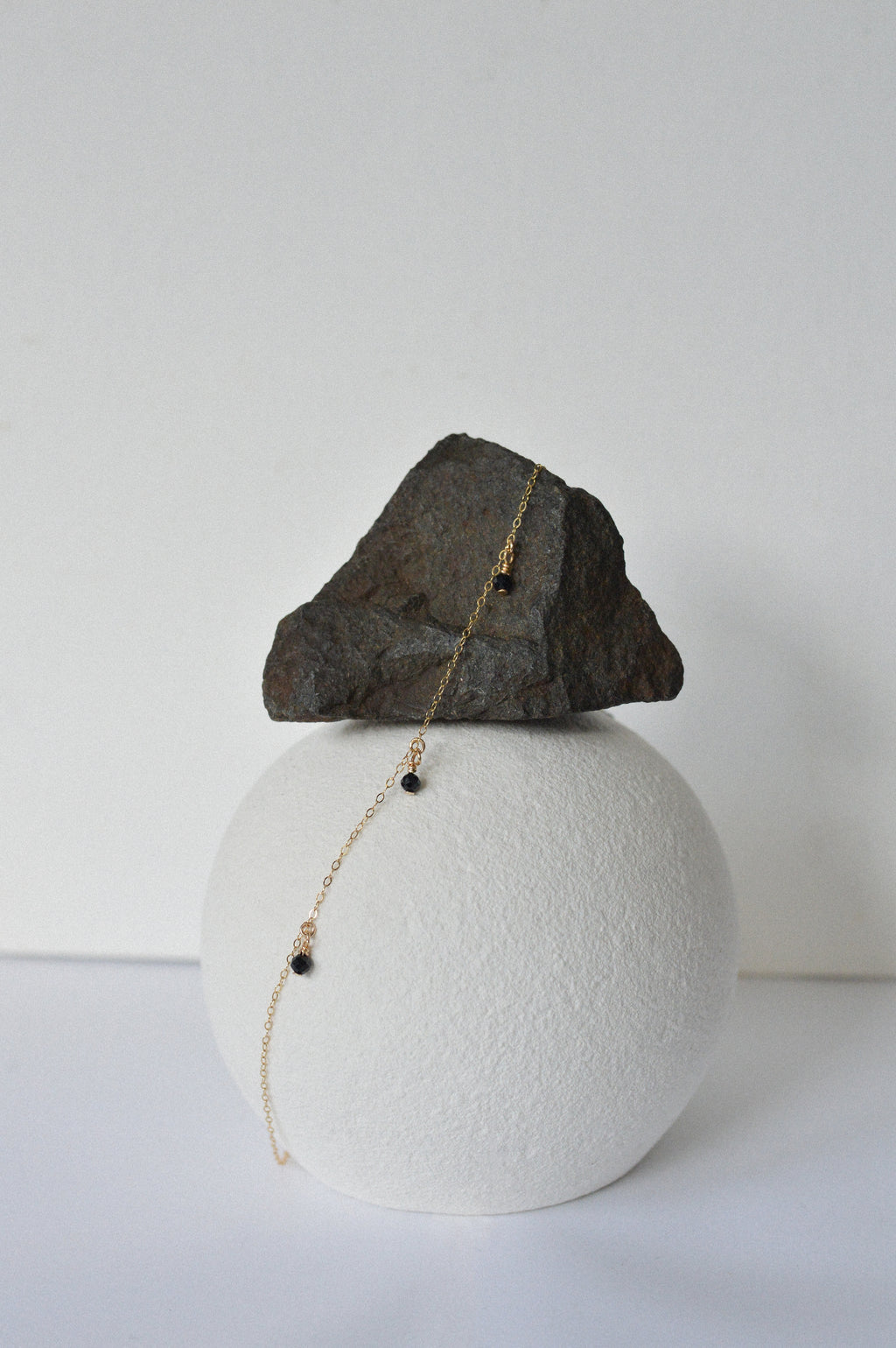 Black Bead Drop Necklace