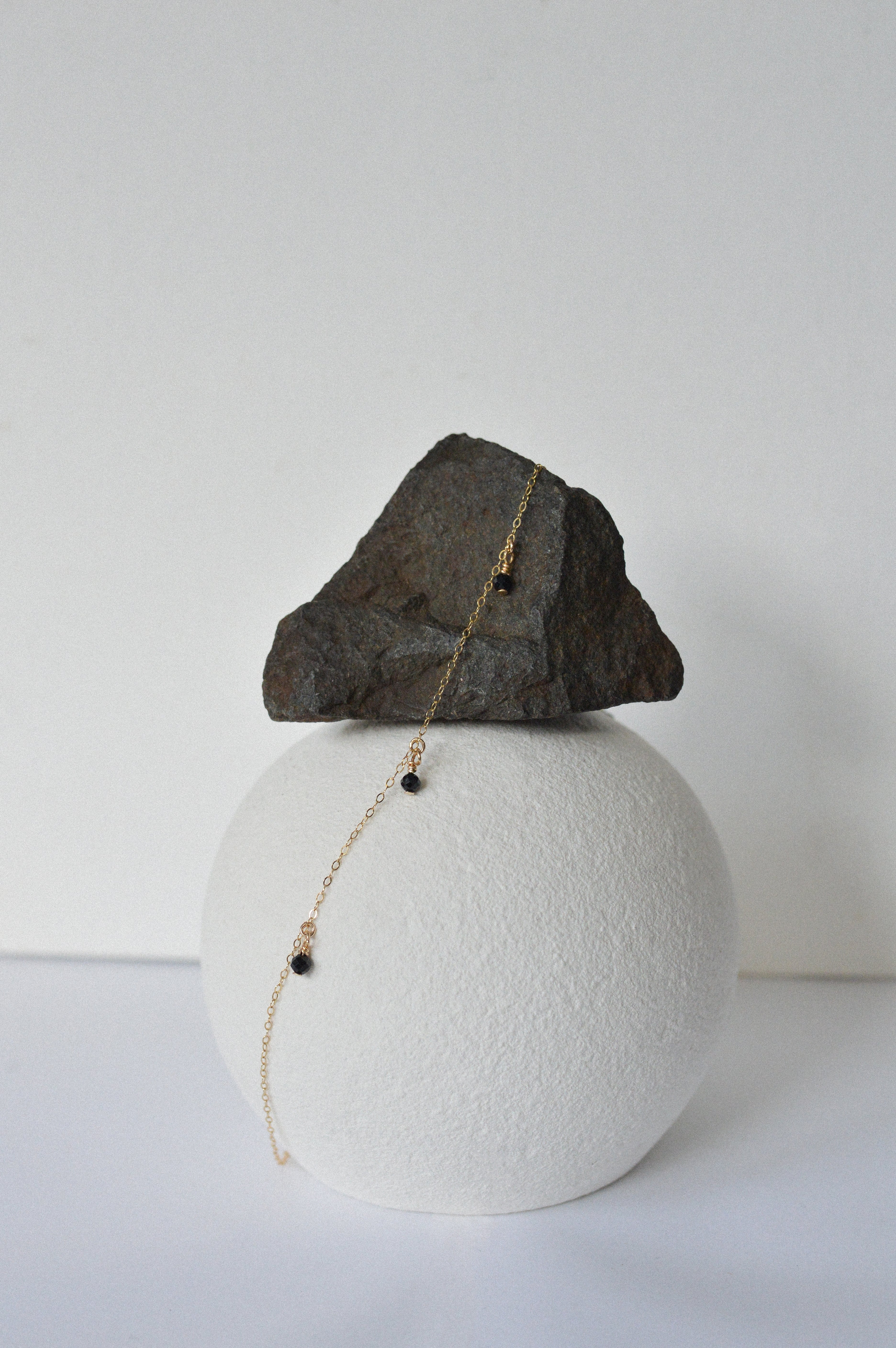 Black Bead Drop Necklace