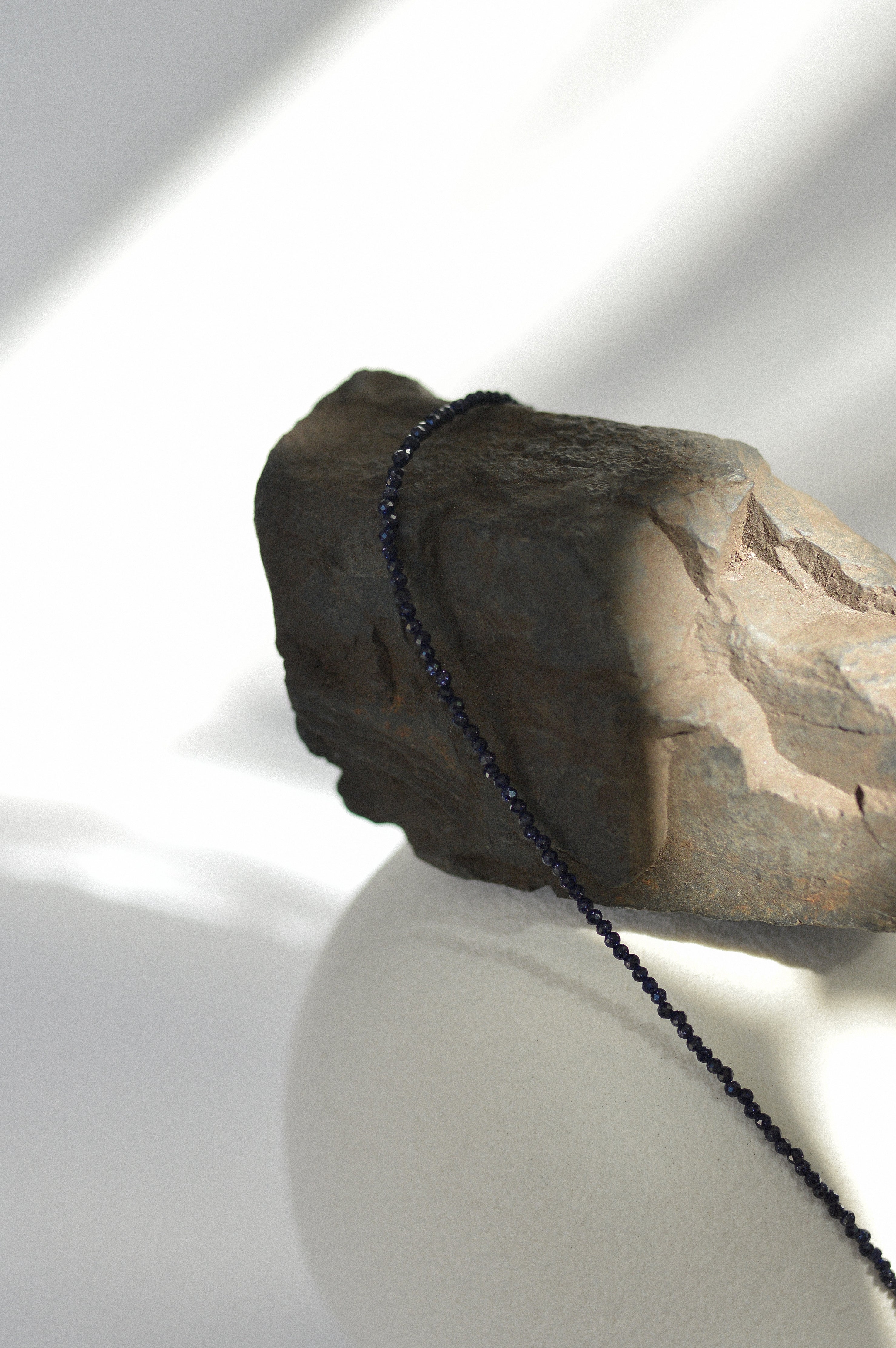 Navy Dark Blue Faceted Beaded Necklace