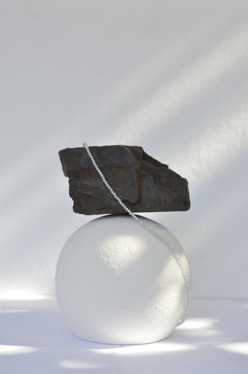 White Faceted Gemstone Bead Necklace