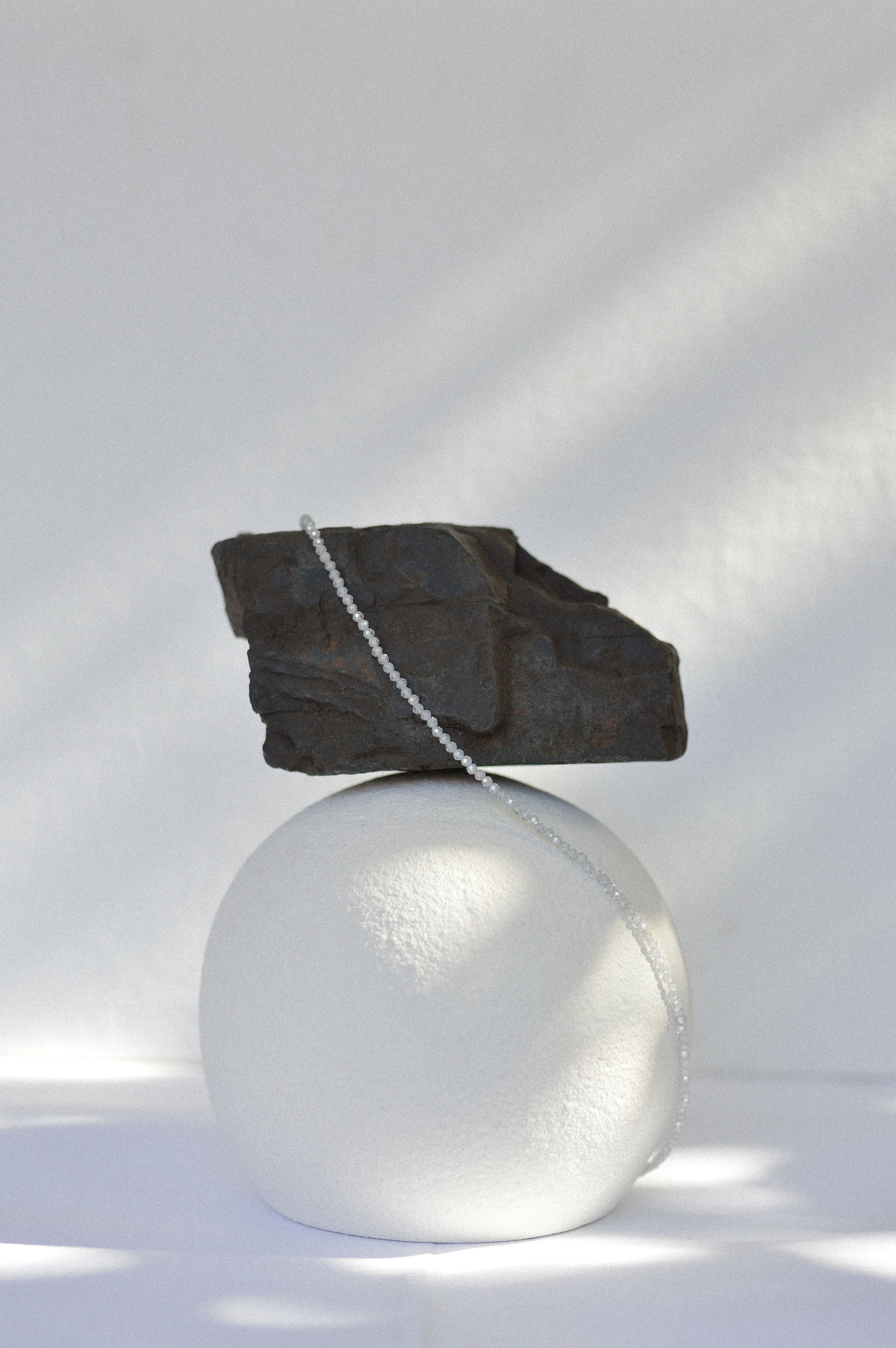 White Faceted Gemstone Bead Necklace
